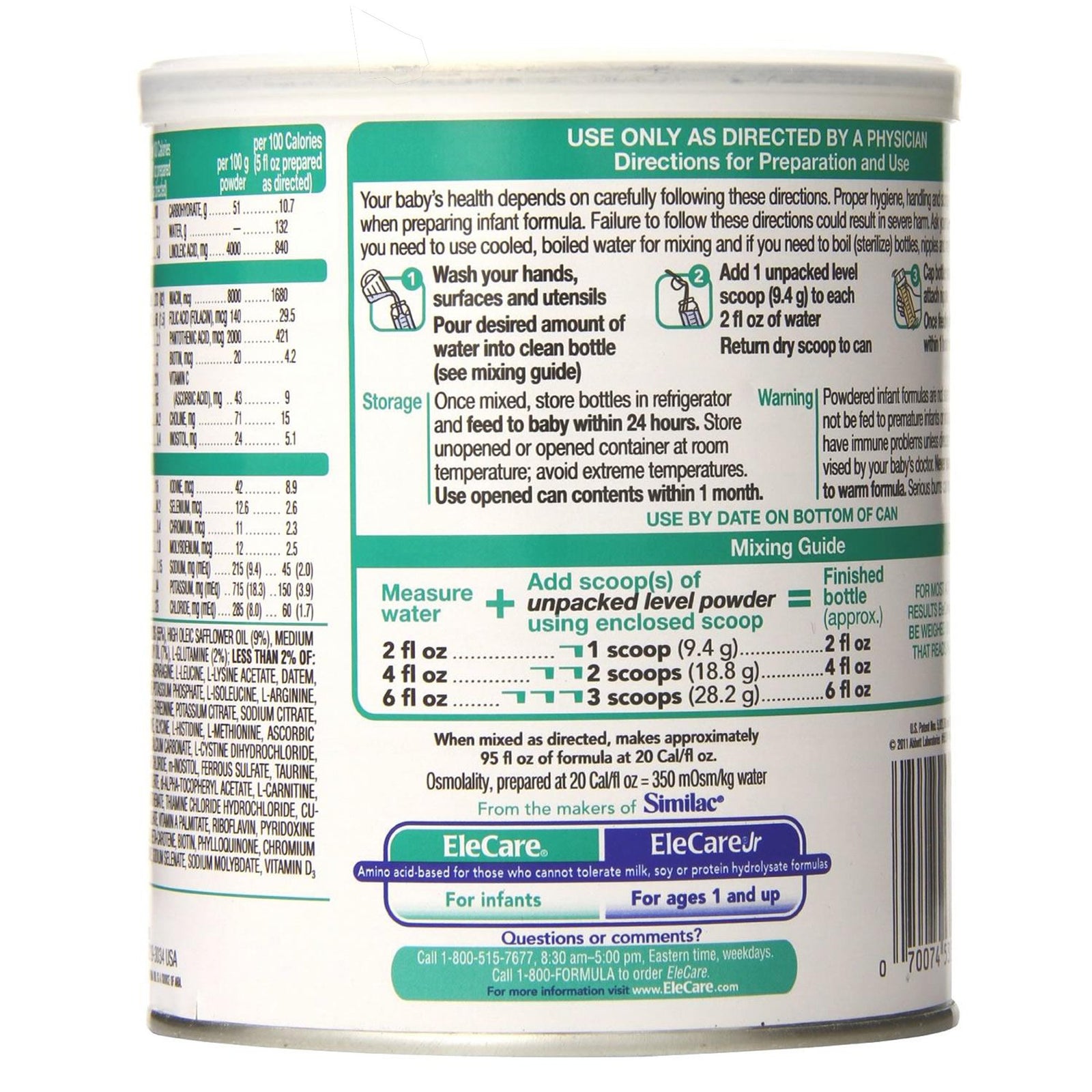 EleCare Unflavored Infant Formula Powder 14.1 oz