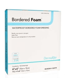 BorderedFoam® 6 x 6 Inch Sterile Foam Dressing with Waterproof Backing