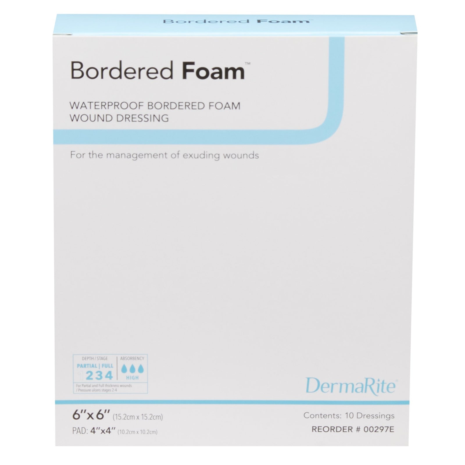 BorderedFoam® 6 x 6 Inch Sterile Foam Dressing with Waterproof Backing