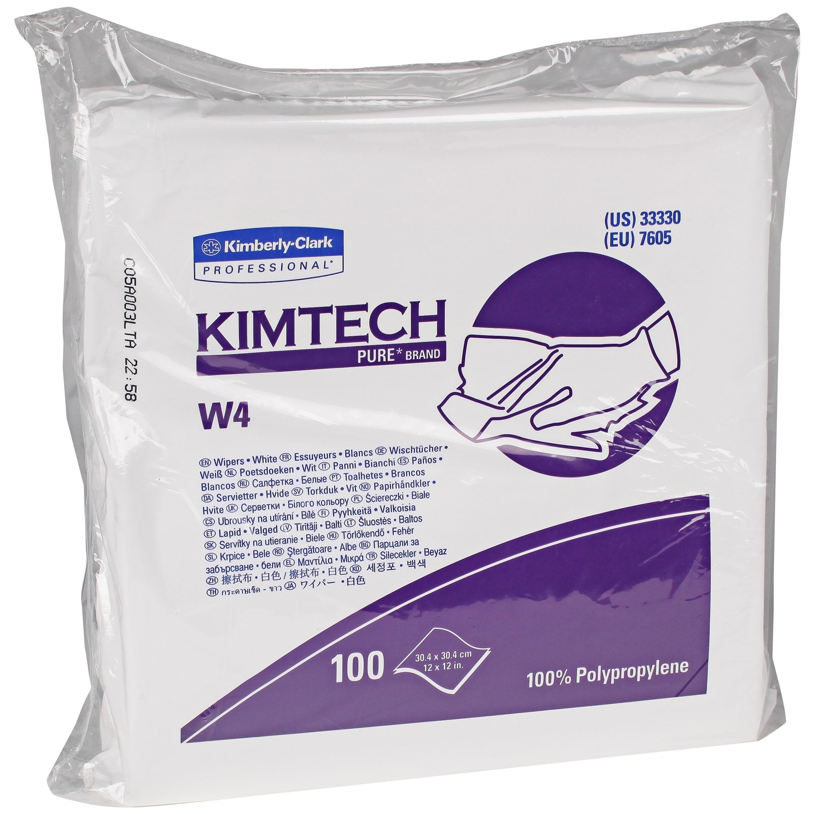 Kimtech Pure W4 Cleanroom Wipes 12x12 Inch 100 Count