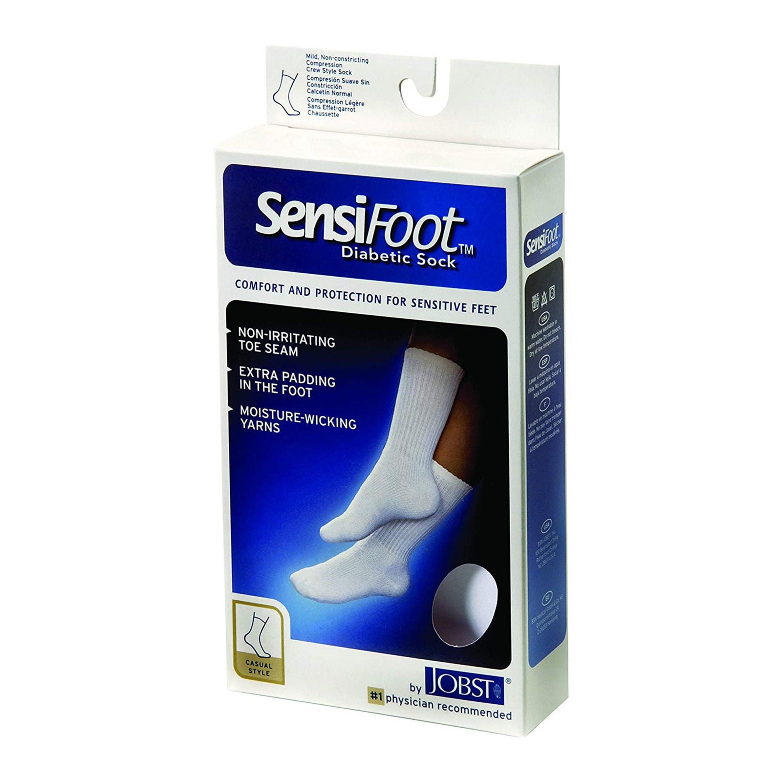 JOBST SensiFoot Diabetic Over-Calf Compression Socks, Black, Small, 8-15 mmHg