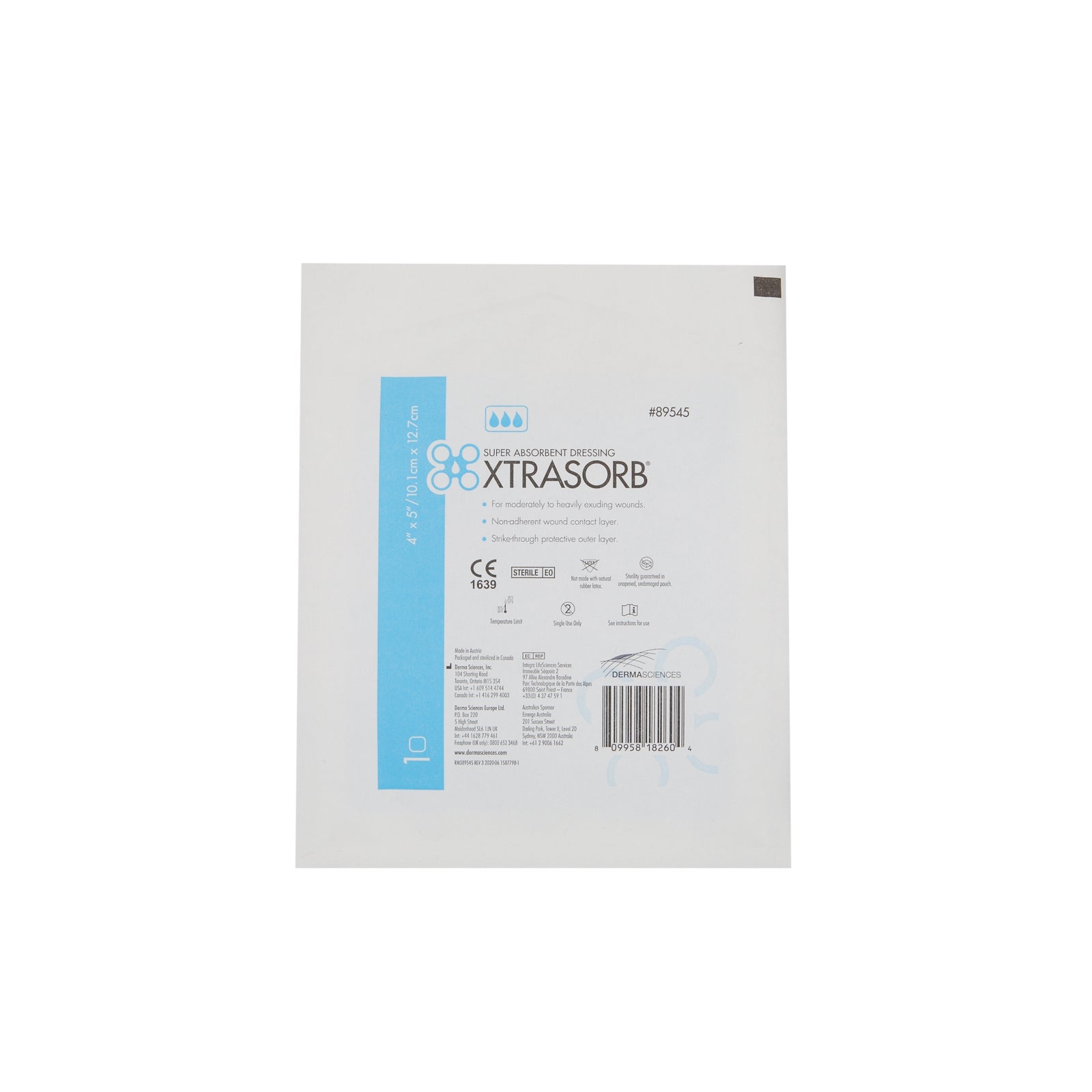 Xtrasorb Classic Super Absorbent Dressing 4 x 5 Inch Rectangle