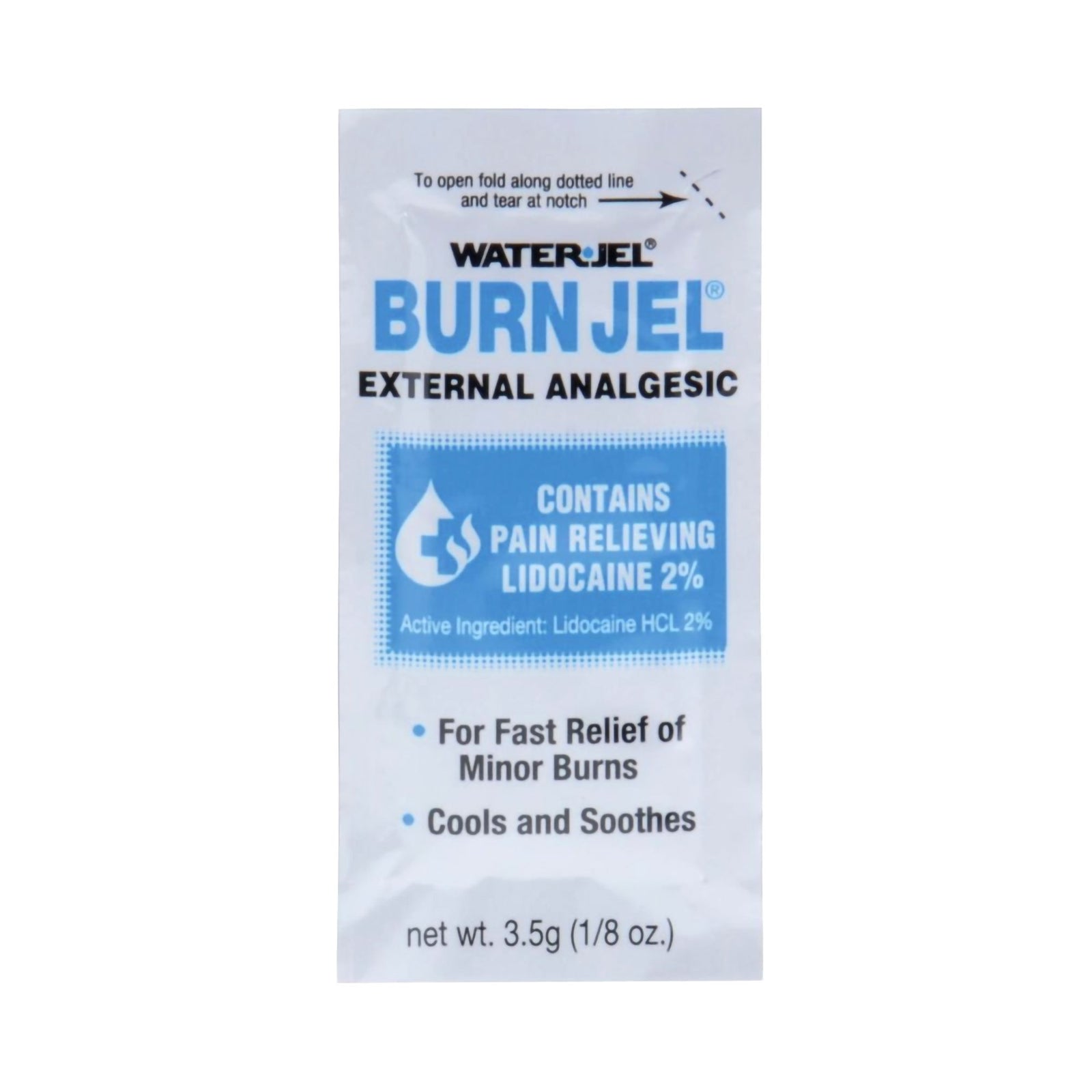 Burn Relief Lidocaine Water Jel Topical Gel 3.5 Gram Packet