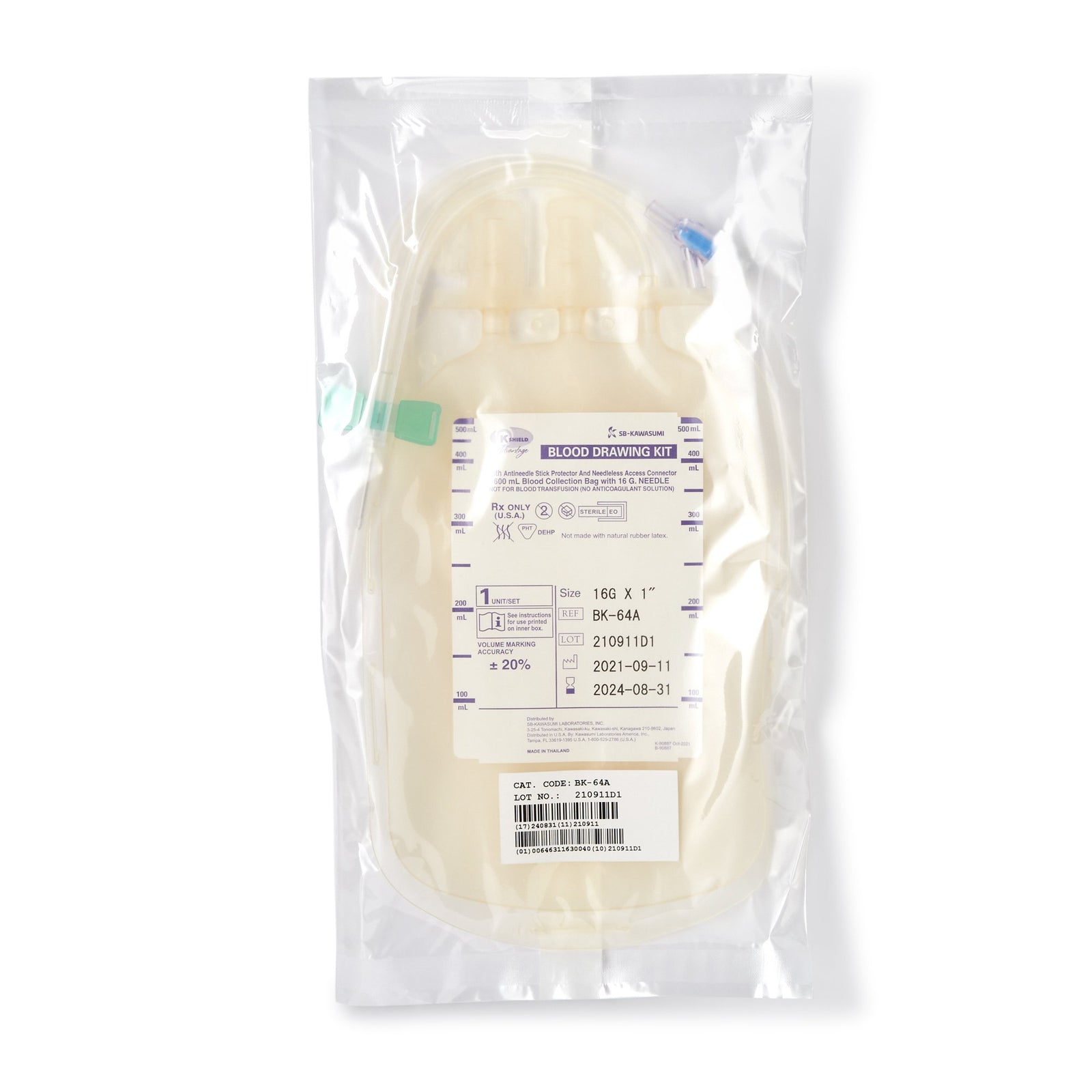 K-Shield Advantage Blood Draw Kit with 600mL Collection Bag