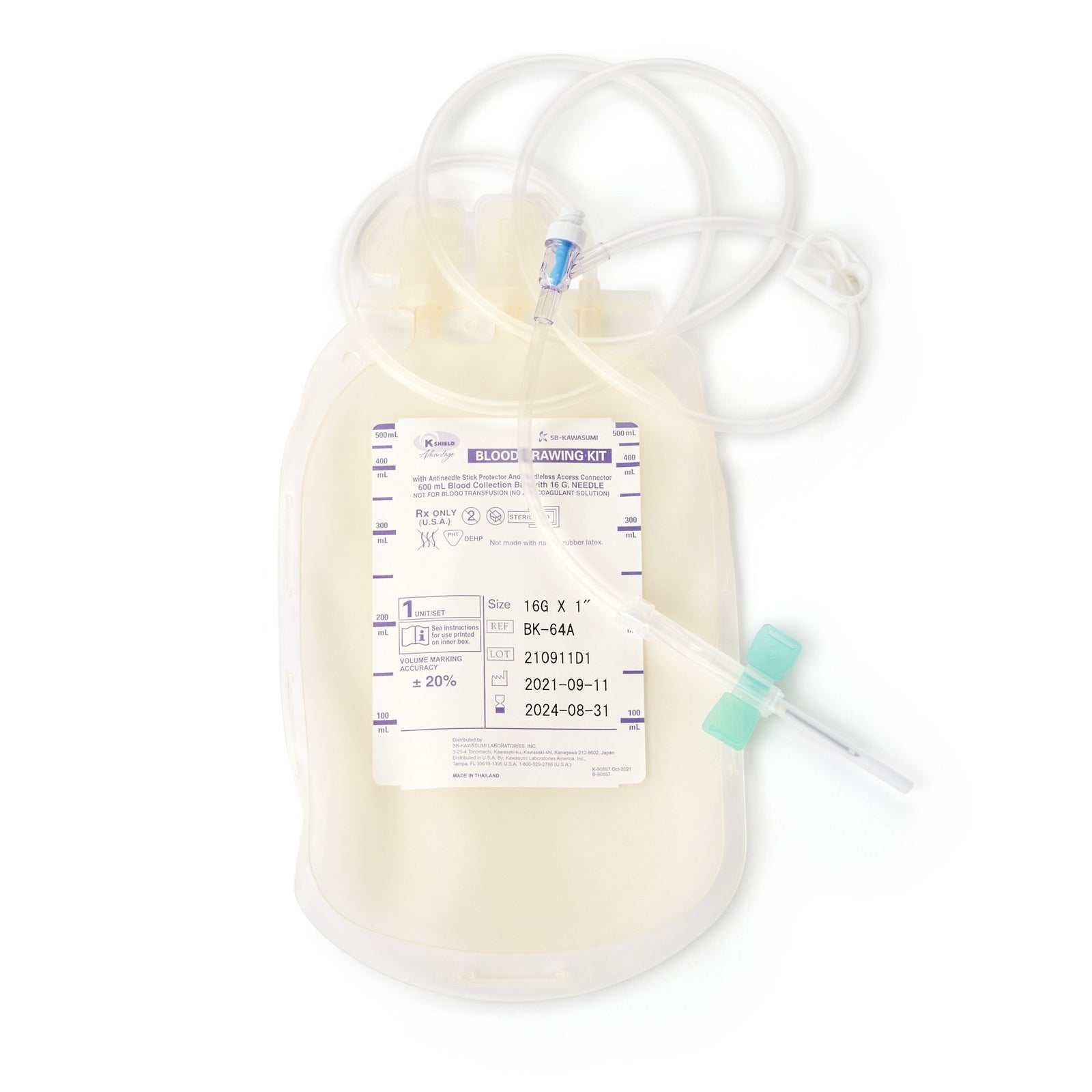 K-Shield Advantage Blood Draw Kit with 600mL Collection Bag