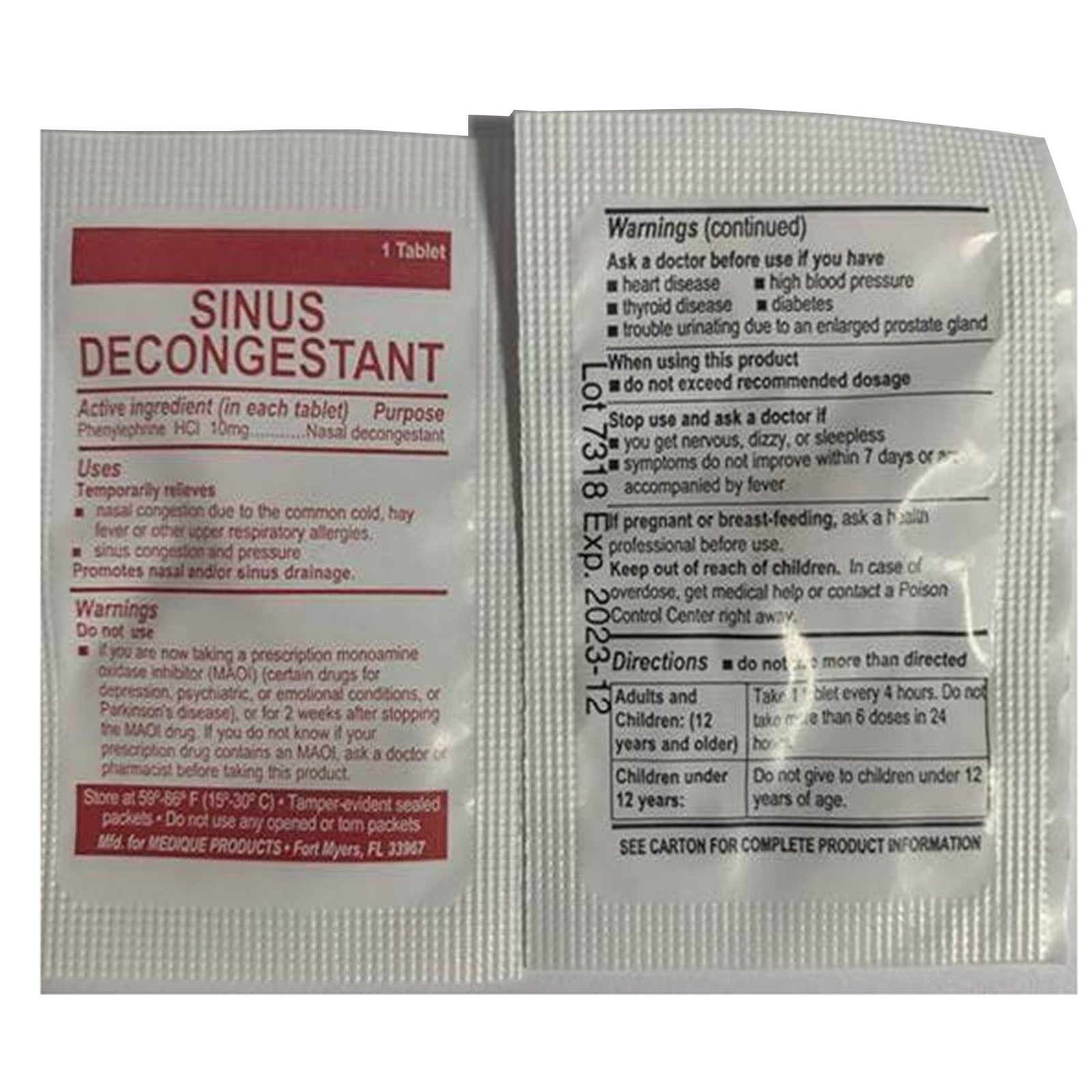 Medi-First® Sinus Relief Tablets