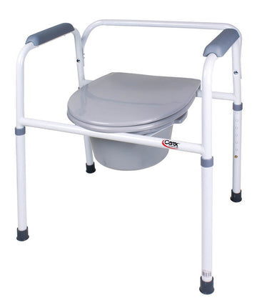 Carex 3-in-1 Commode Chair with Padded Fixed Arms and Steel Frame