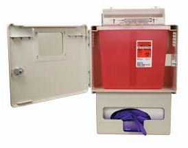 Sharps Container Cabinet Wall Mount with Glove Box Holder