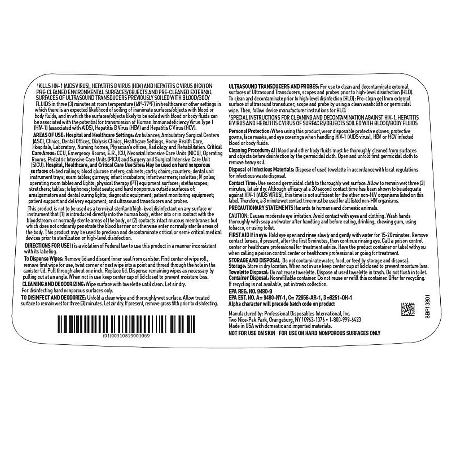 Sani-Cloth® AF3 Premoistened Germicidal Wipes