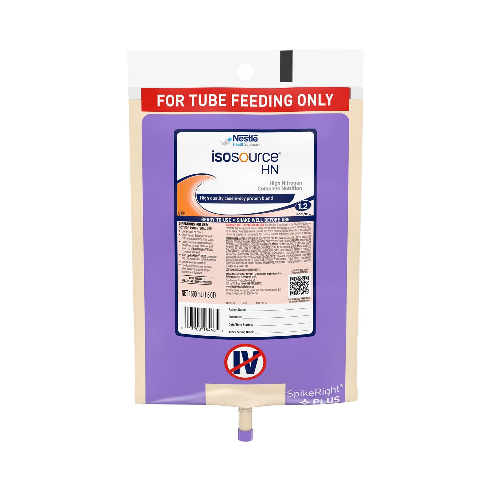 Nestle Isosource HN Plus Tube Feeding Formula, 1500 mL
