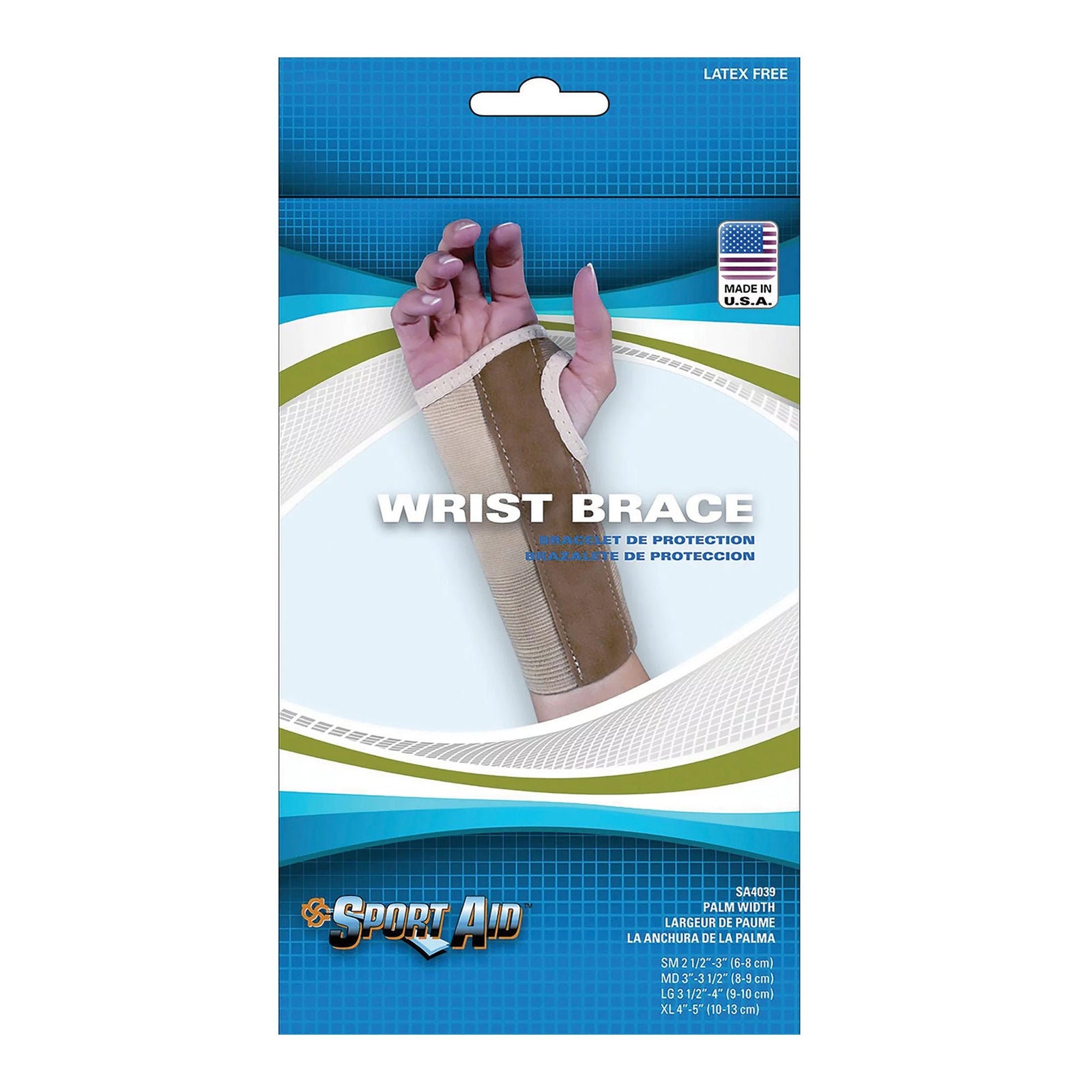 Sport Aid Elastic Ambidextrous Wrist Brace, Beige, Medium