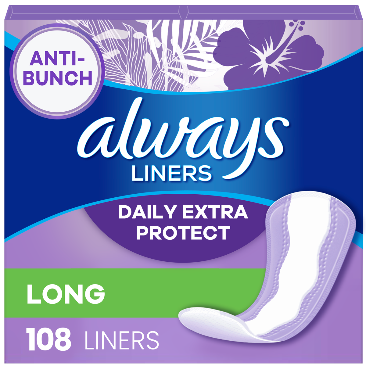 Always Daily Extra Protect Liners, Long, Unscented
