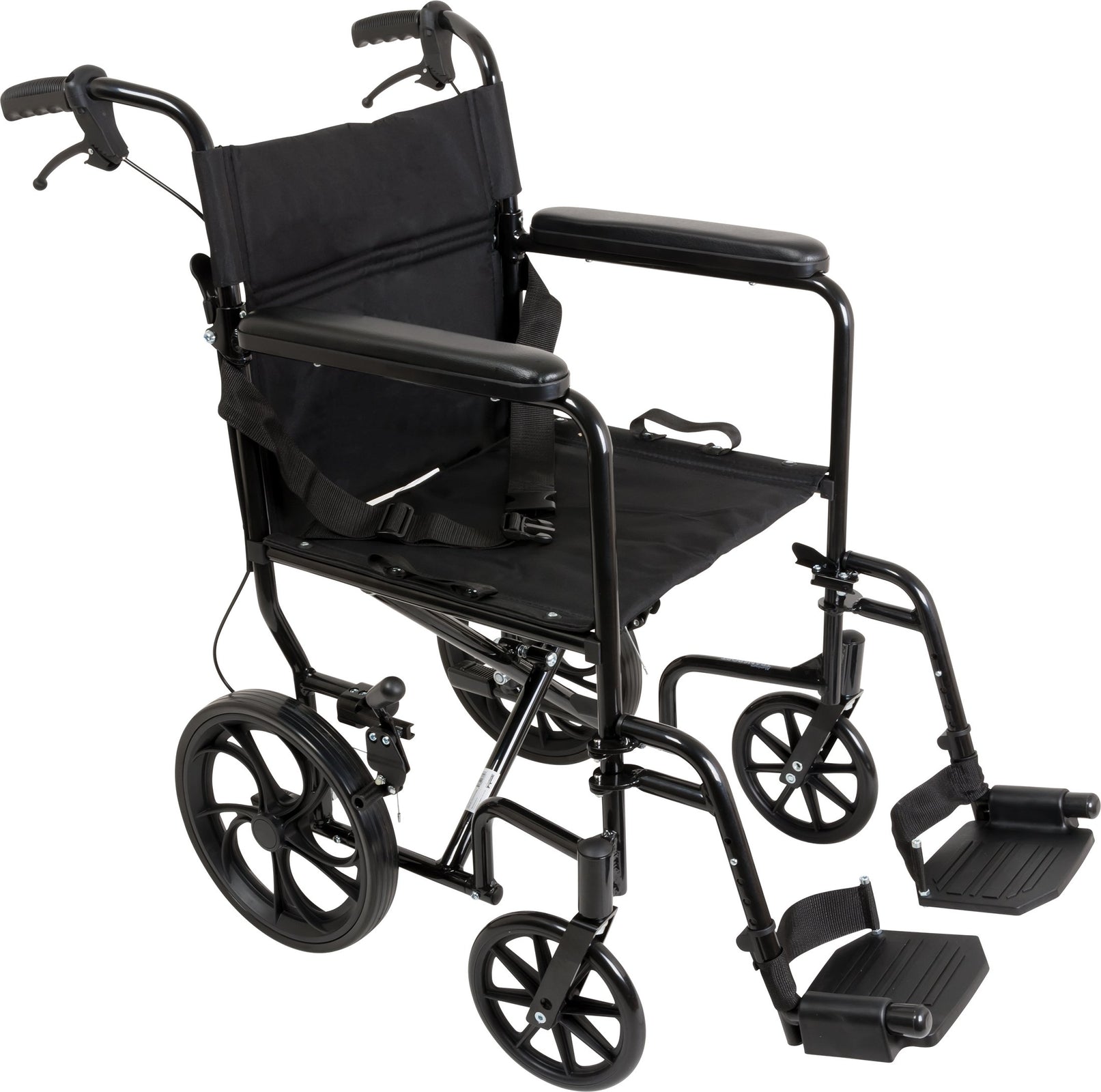 ProBasics Transport Chair Aluminum 19" with 12" Rear Wheels, Black