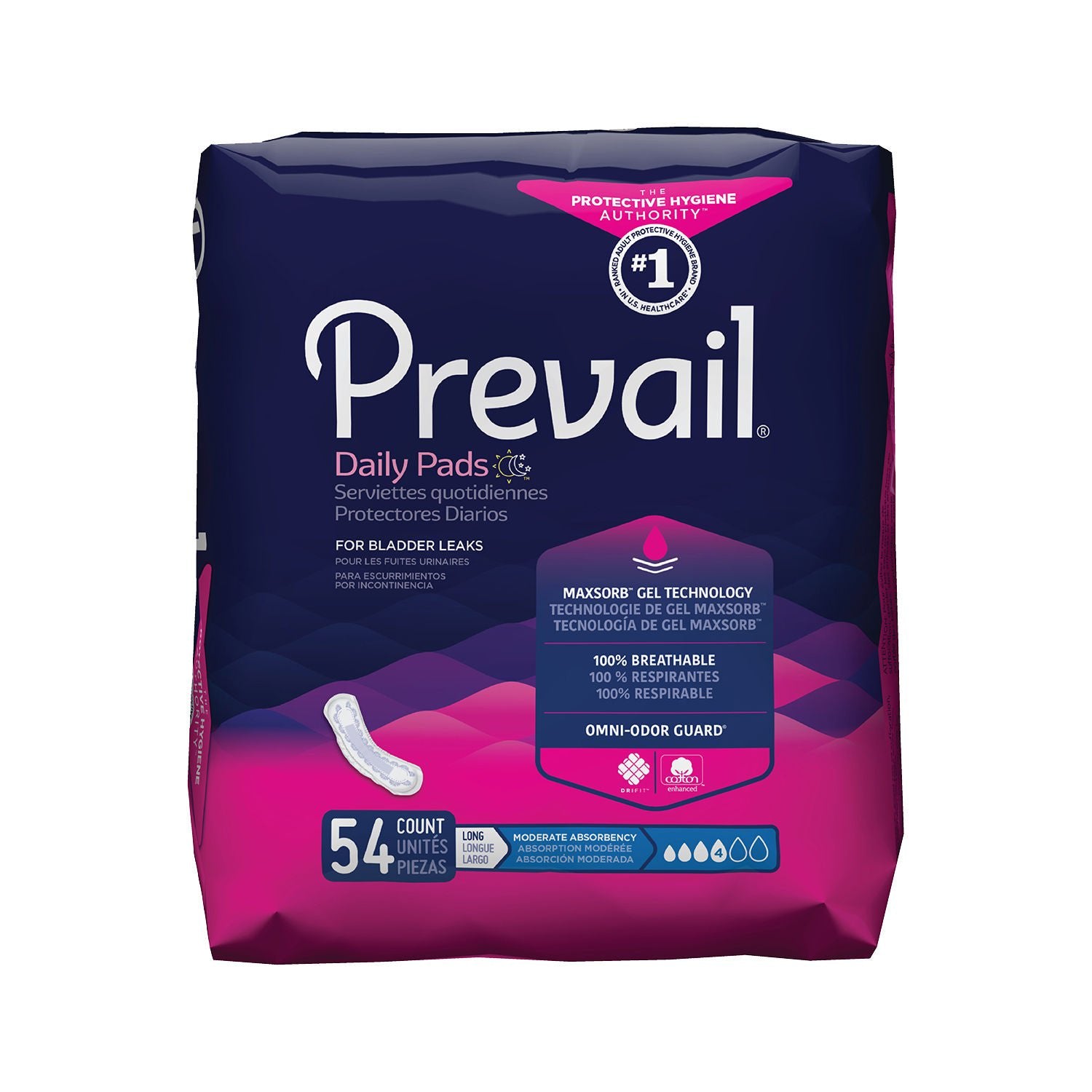 Prevail Bladder Control Pads, Moderate Long