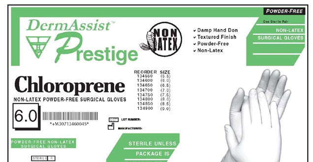 DermAssist Prestige Size 9 Sterile Polyisoprene Surgical Gloves