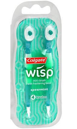 Colgate Wisp Mini Toothbrush with Freshening Bead, Spearmint, 4 Count