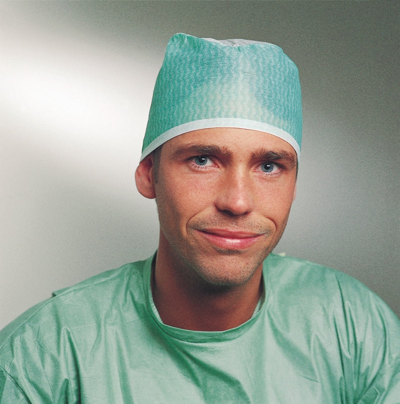 Surgeon Cap One Size Fits Most Green/White Tie Closure