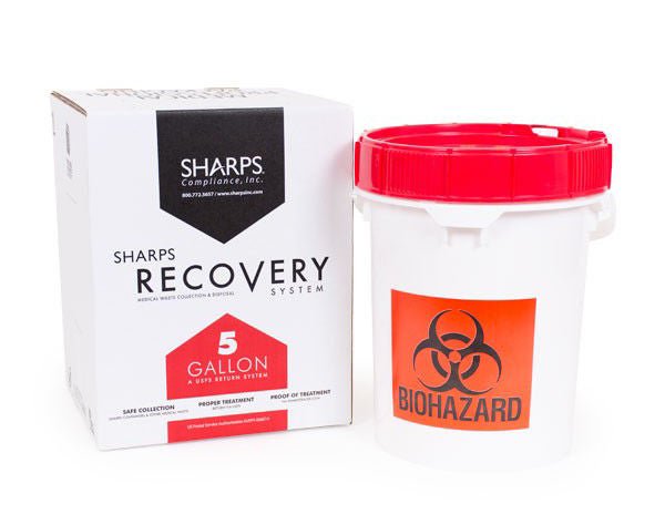 SHARPS Recovery System Mailback Sharps Container, 5 Gallon