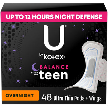 U by Kotex Super Premium Ultra Thin Overnight Teen Pads with Wings