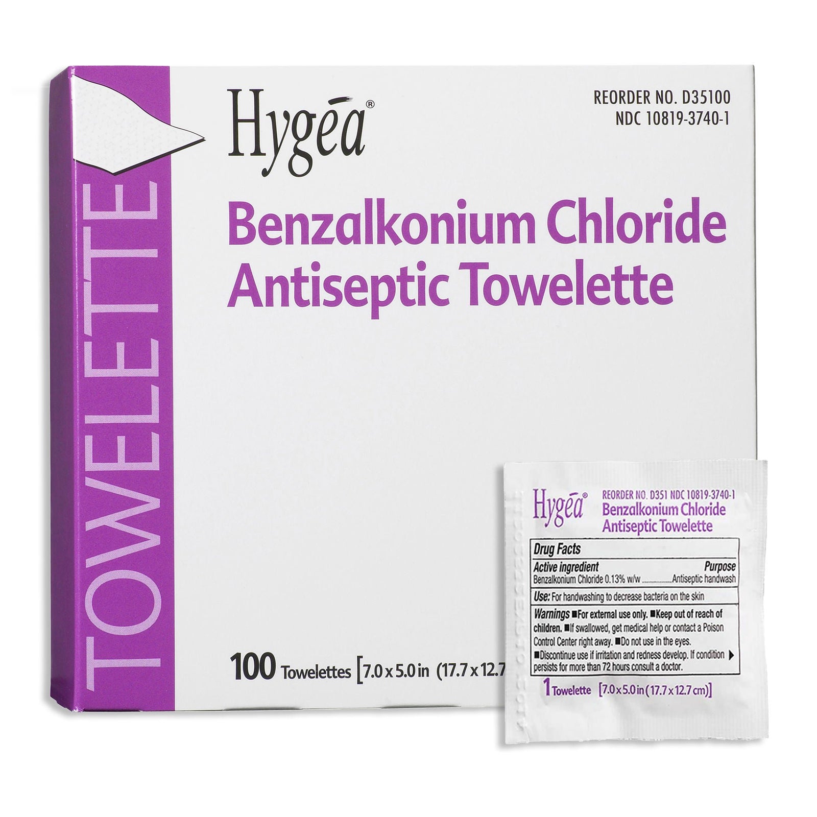 PDI Hygea Benzalkonium Chloride Antiseptic Towelettes, 7 x 5 Inch