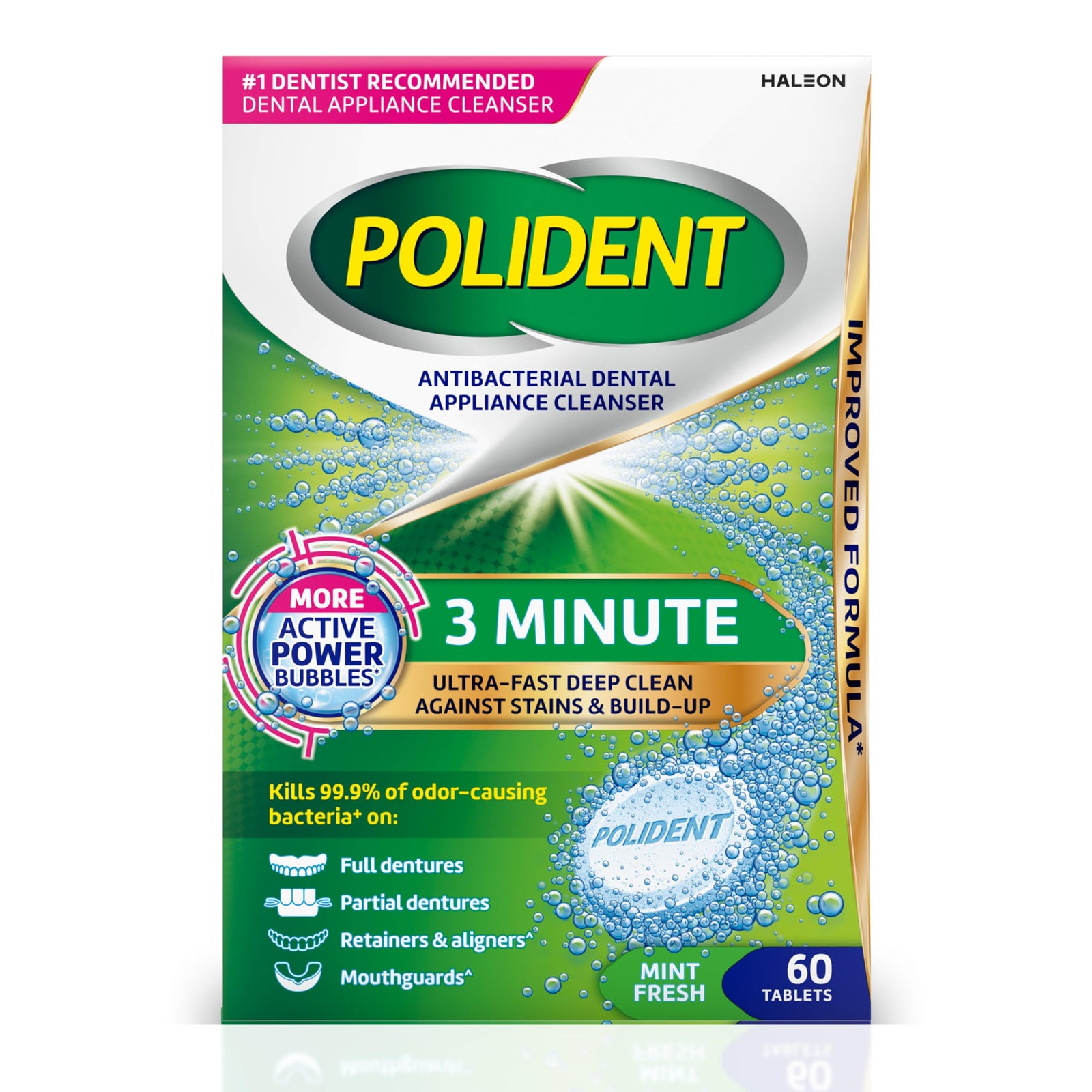 Polident 3 Minute Antibacterial Dental Appliance Cleanser Tablets