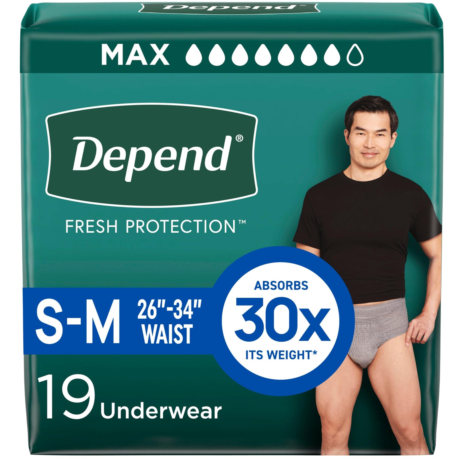 Depend Maximum Absorbency Underwear for Men Small/Medium