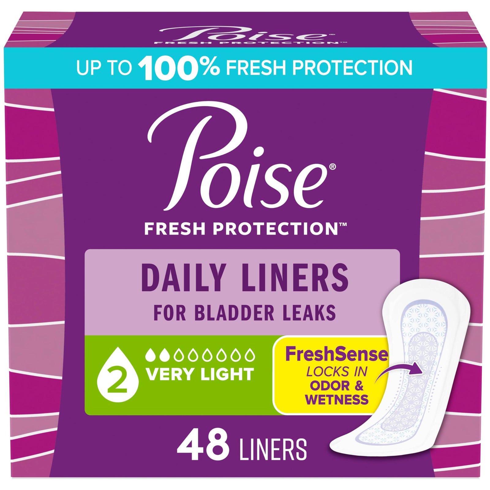 Poise Pantyliners Very Light Absorbency 7-1/2" Regular
