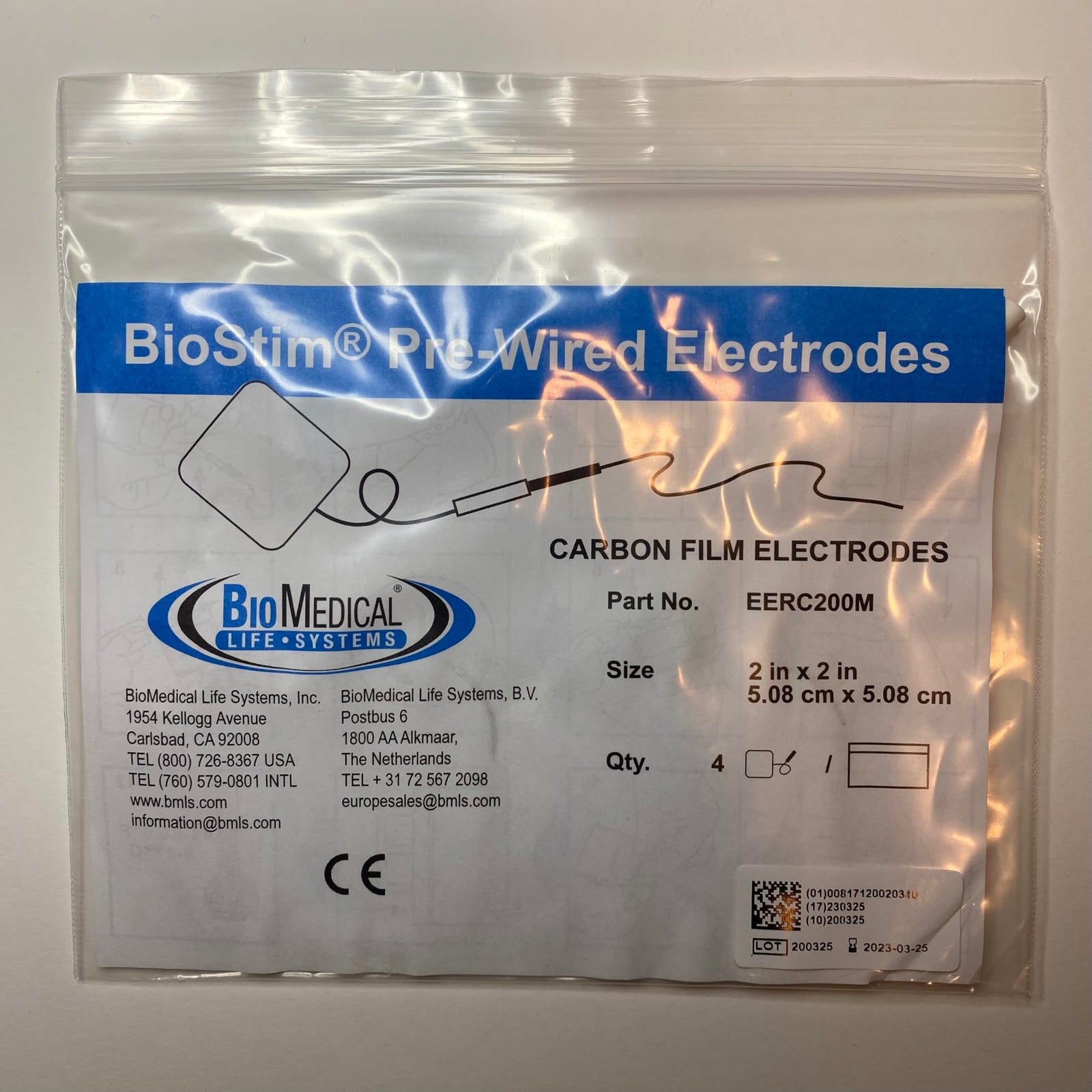 BioStim 2" Square Pigtail Electrode, Reusable, Latex-Free