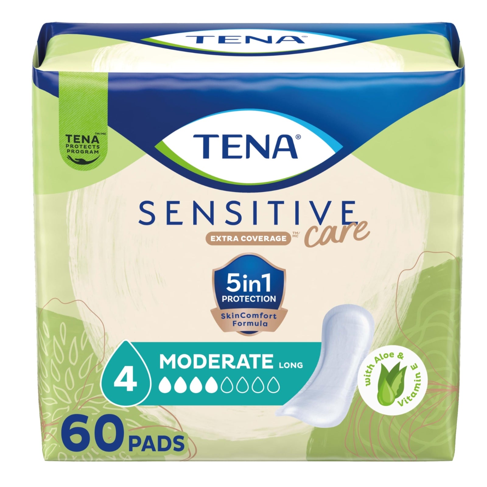 TENA Moderate Absorbency Long Pad, 12" Long