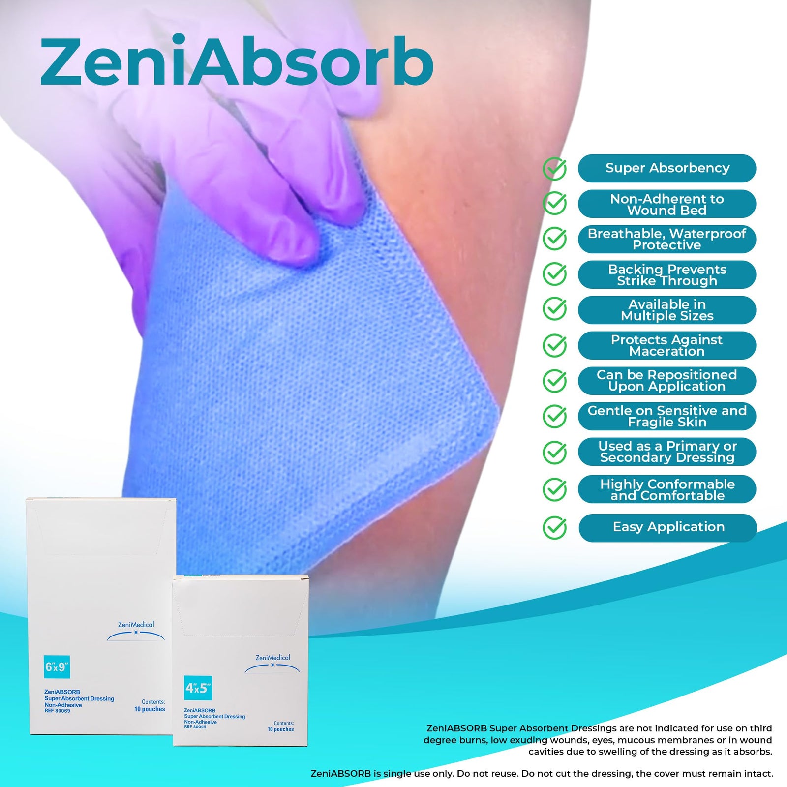 ZeniAbsorb Non-Adhesive Super Absorbent Foam Dressing