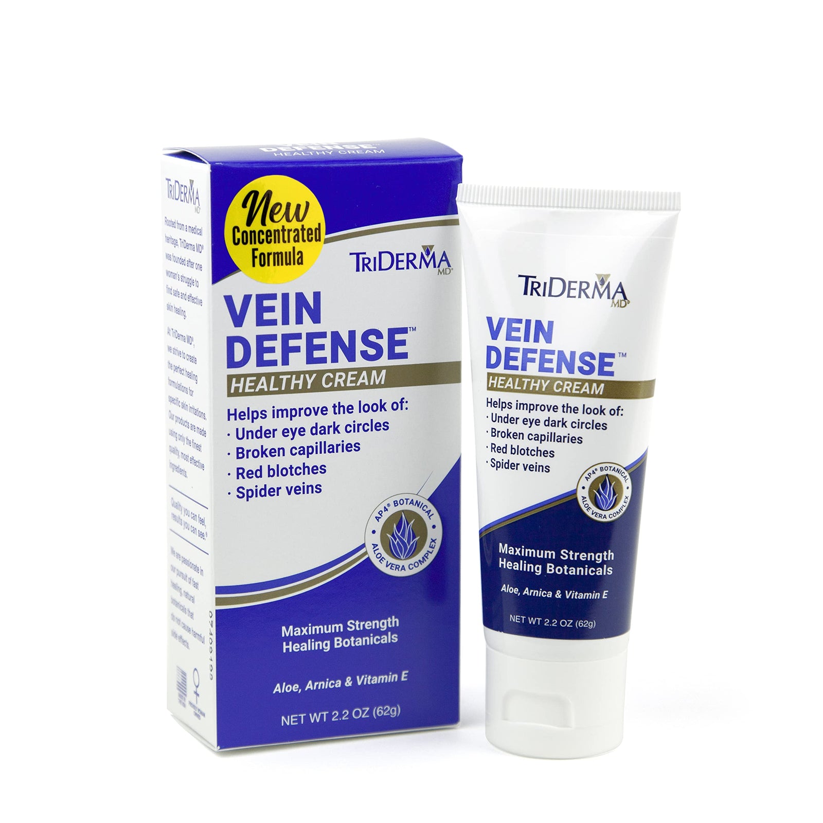 TriDerma® Genuine Virgin Aloe Vein Defense Healing Cream, Anti-Aging Peptides, Fragrance-Free, 2.2 oz