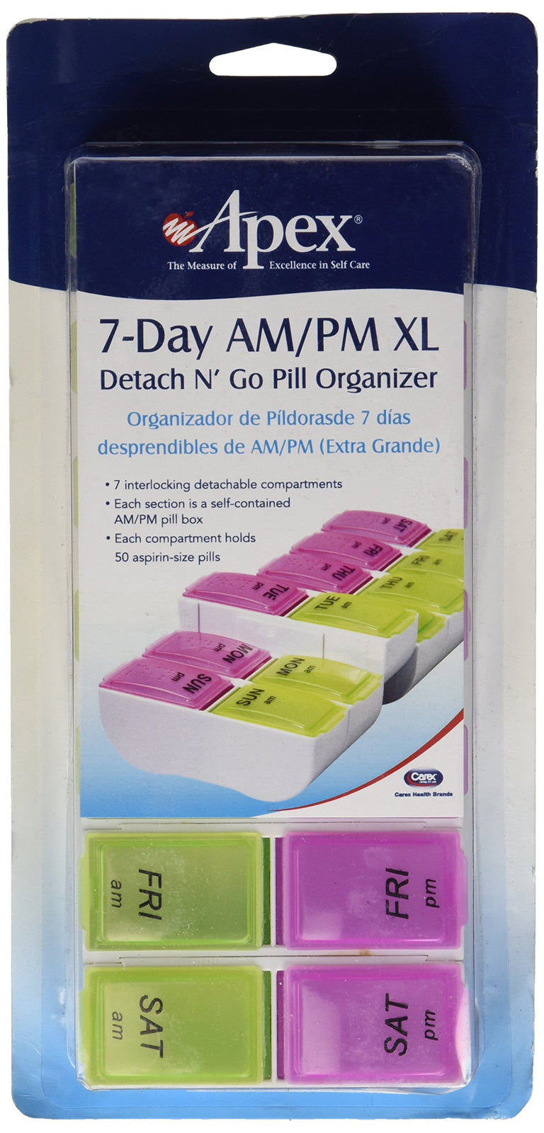 Carex Health Brands Pocket Med Pack 7-Day AM/PM Pill Organizer