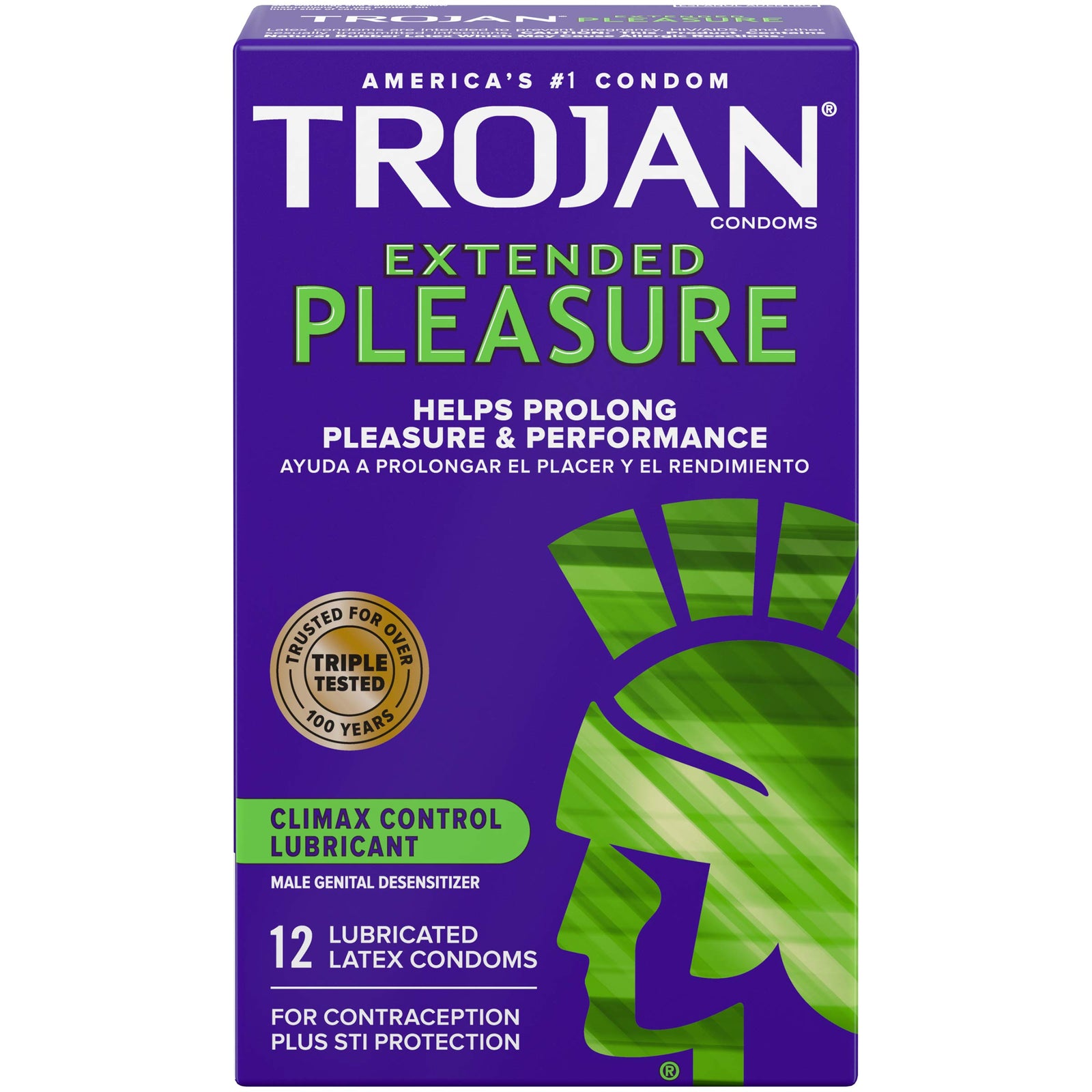 Trojan Extended Pleasure Condoms with Climax Control Lubricant - 12 Pack