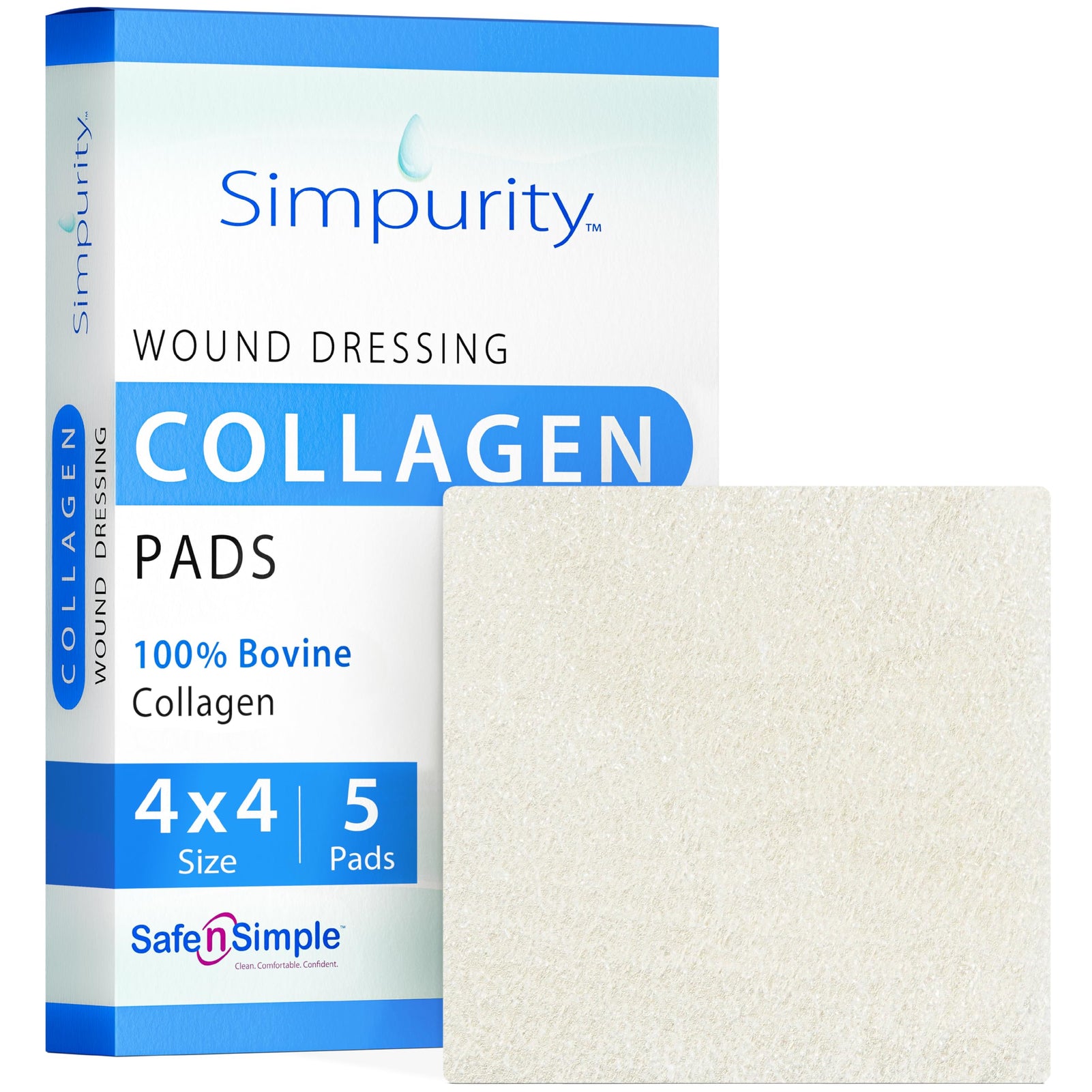 Safe N Simple Collagen Pad Wound Dressing 4x4