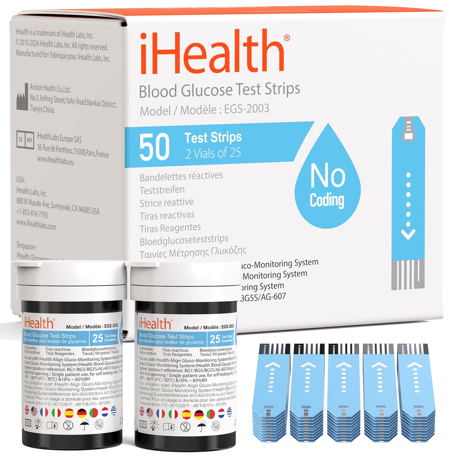 iHealth Blood Glucose Test Strips Box of 50