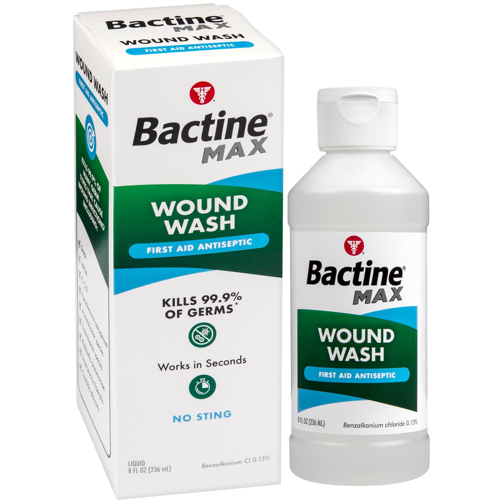 Bactine Max Wound Wash Liquid, Benzalkonium, 8 oz
