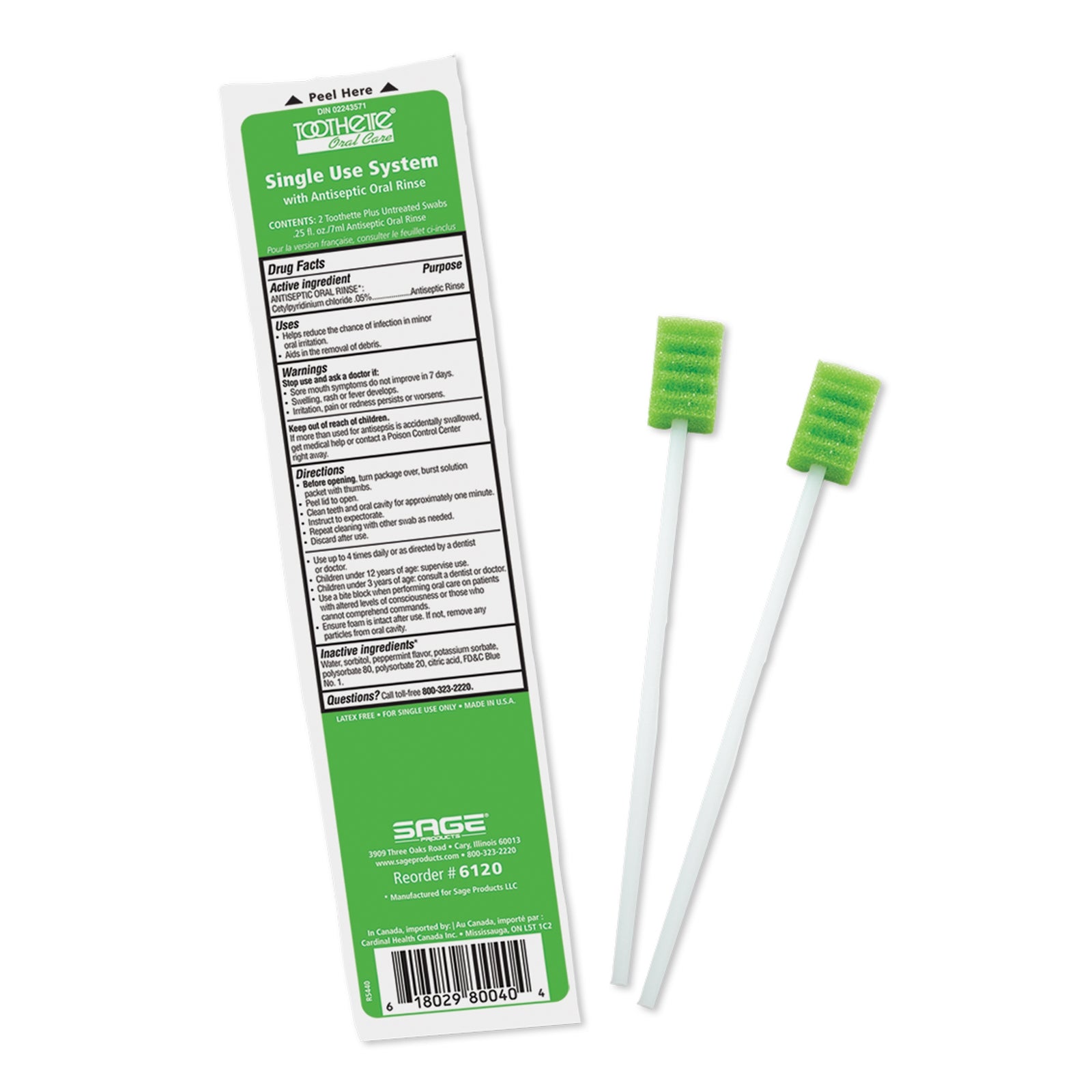 Toothette® Plus Oral Swab with Mouthwash Foam Tip