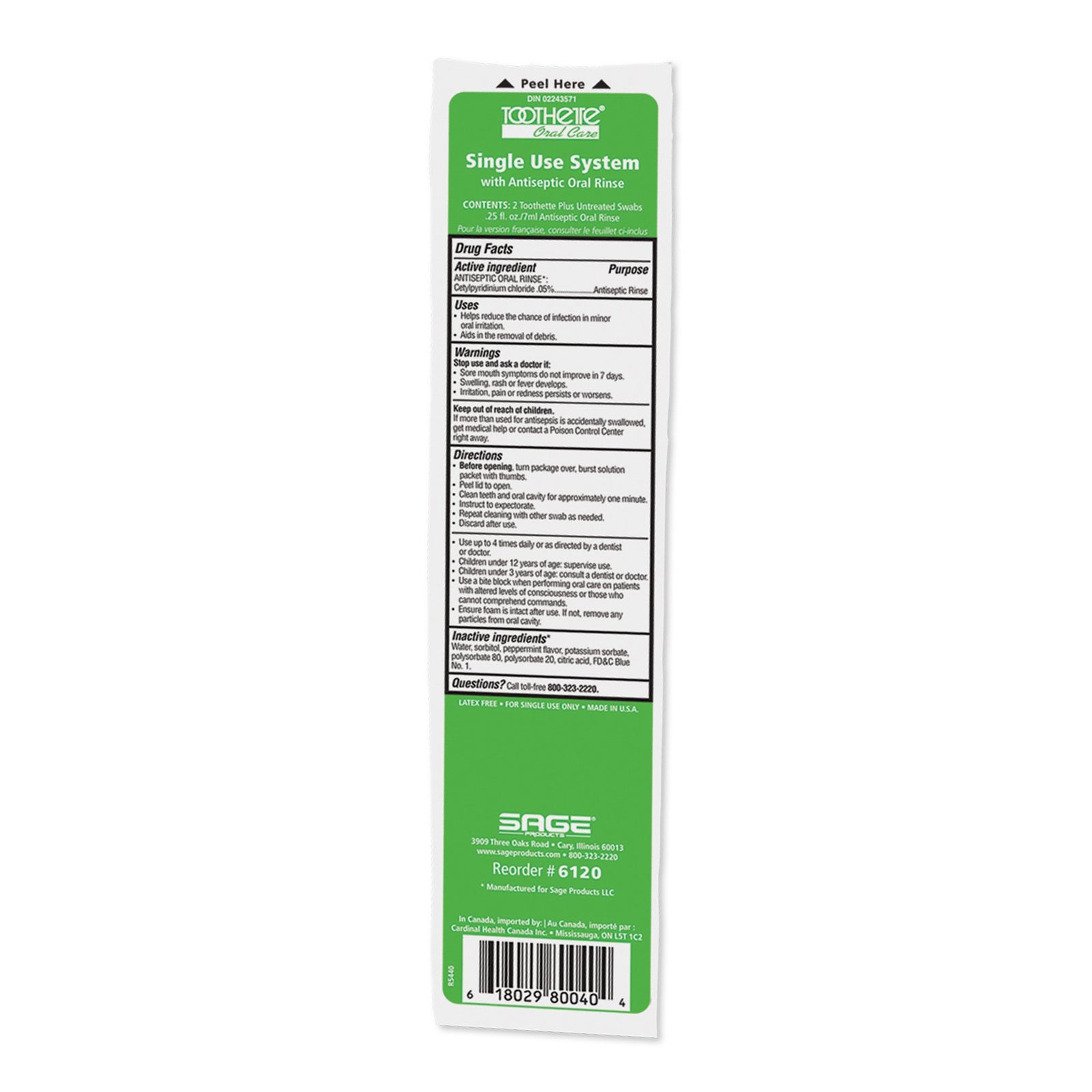 Toothette® Plus Oral Swab with Mouthwash Foam Tip