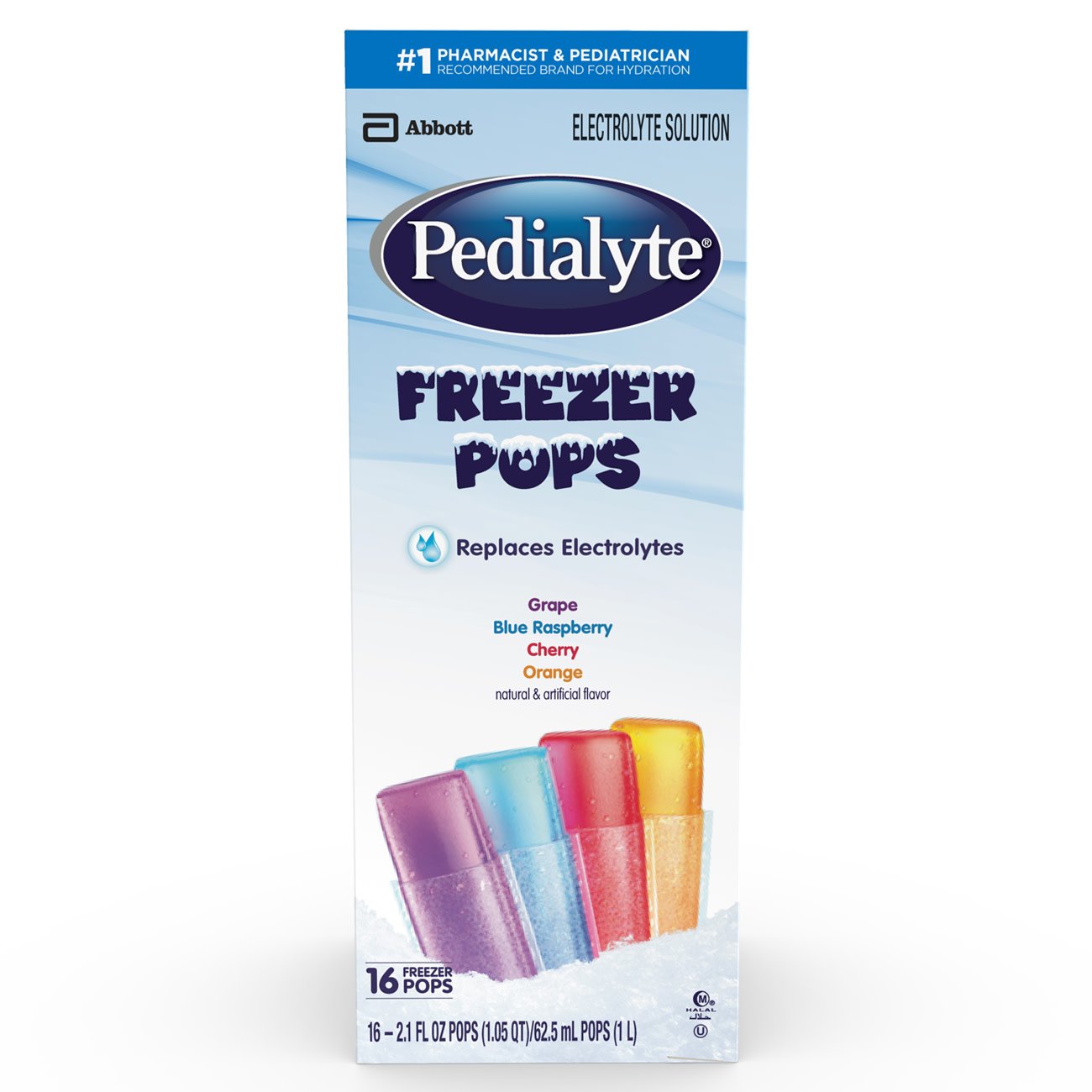 Pedialyte Freezer Pops Oral Electrolyte Solution, Box of 16