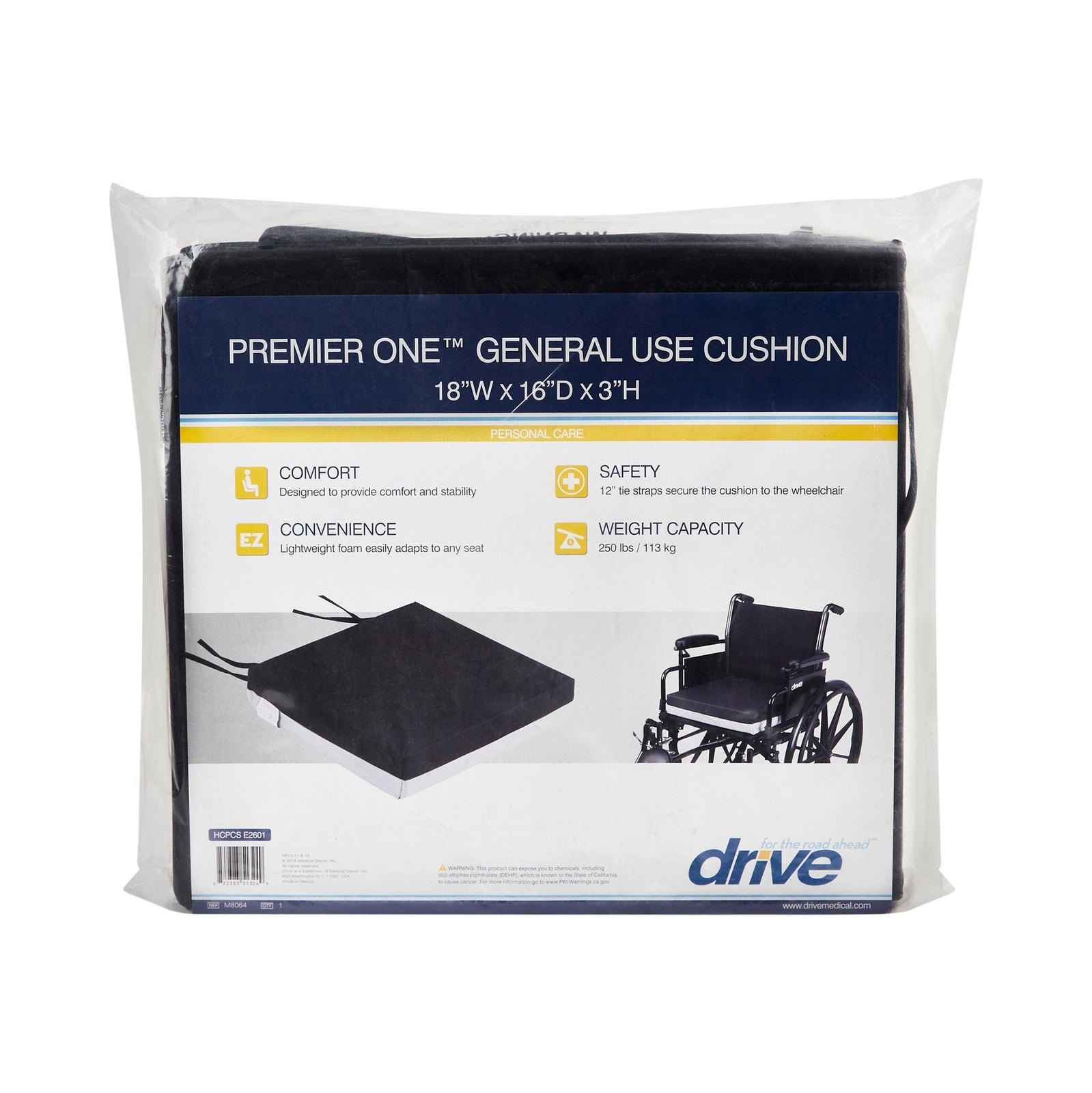 Drive DeVilbiss Premier One Wheelchair Cushion 18 x 16 x 3 in