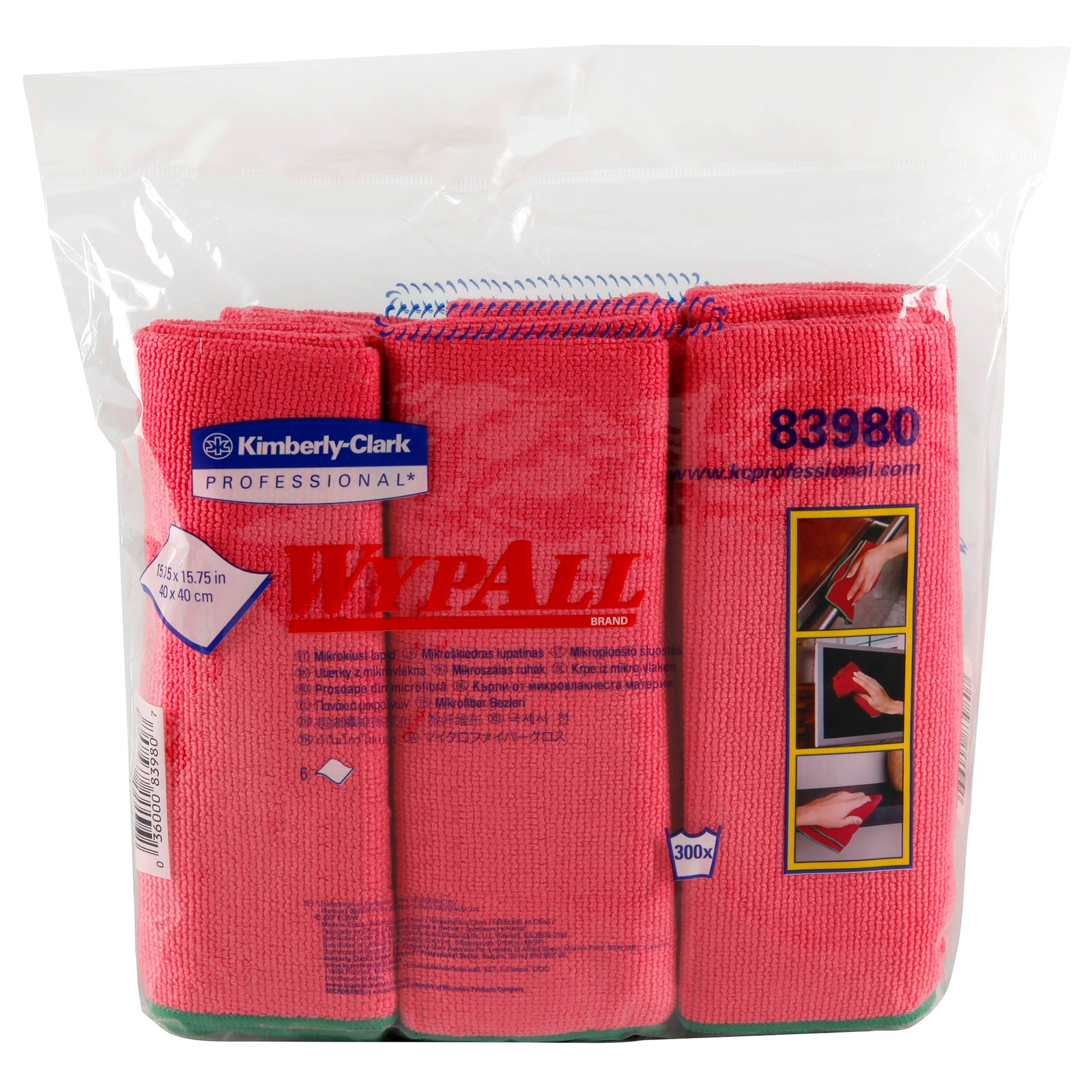 WypAll® Microfiber Cleaning Cloth 15-3/4 x 15-3/4 Inch Red
