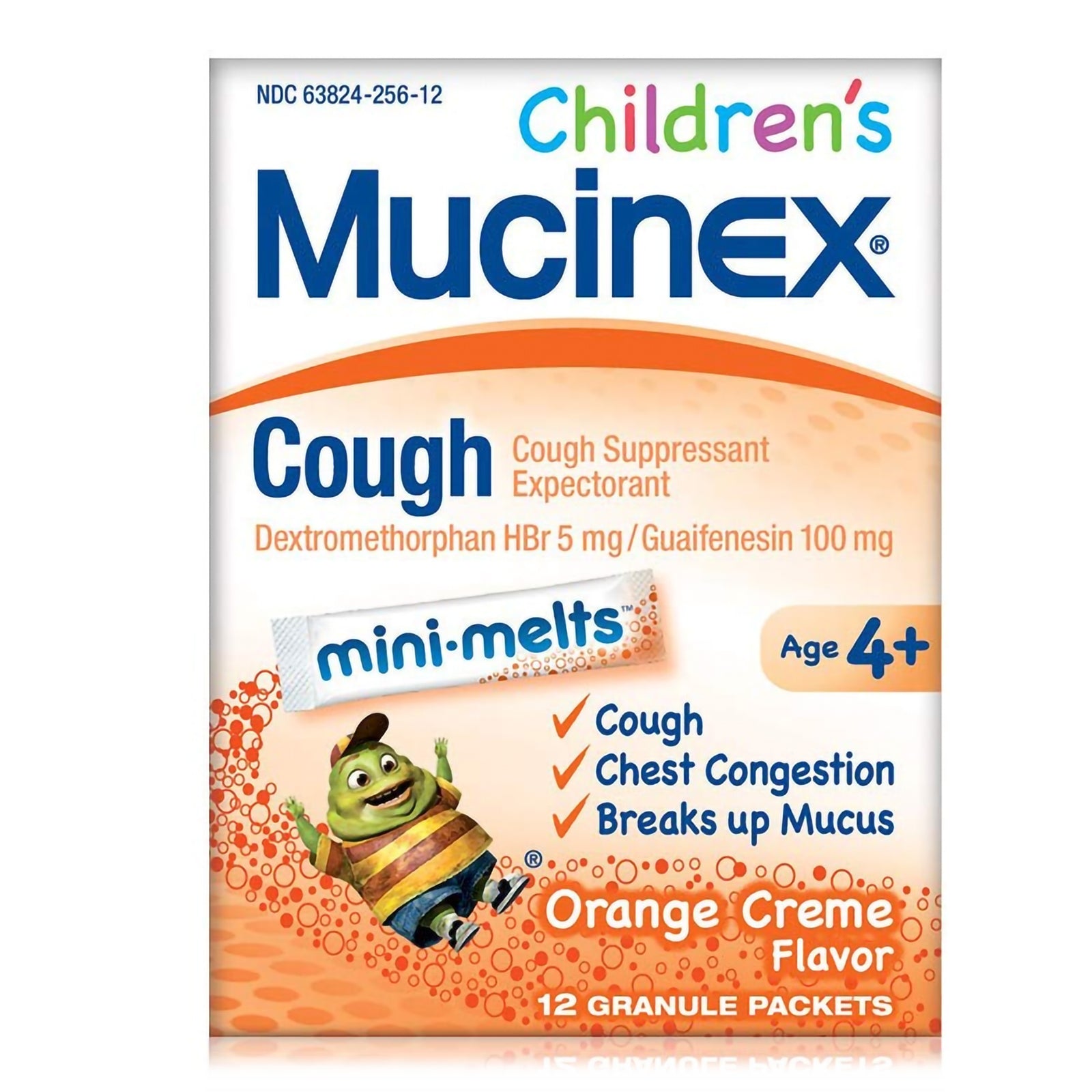 Children's Mucinex Mini-Melts 100 mg - 5 mg Strength Orange Cream Powder