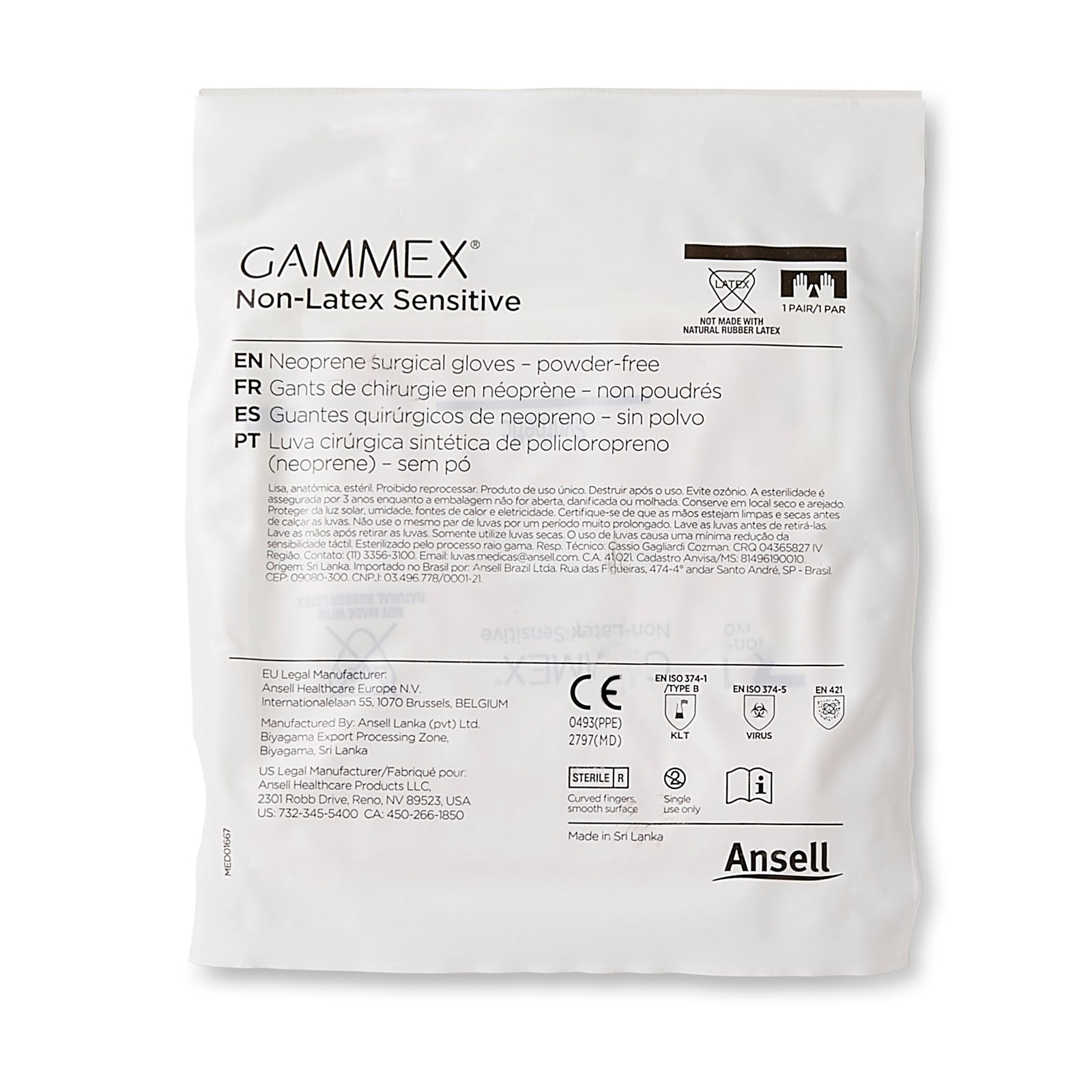 Ansell GAMMEX Non-Latex Sensitive Surgical Gloves Size 8.5