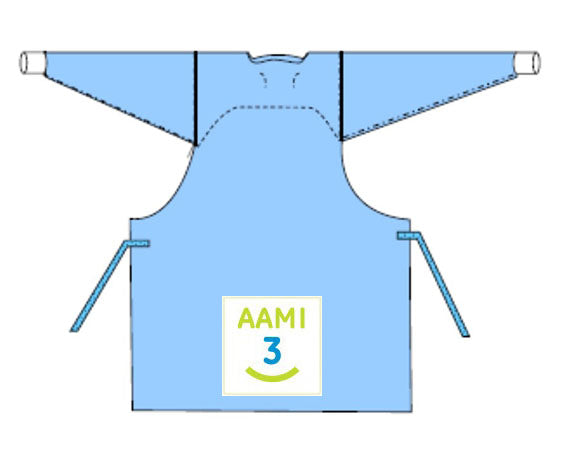 WELMED INC. Endoscopy Procedure Gown, AAMI Level 3, Large, Blue