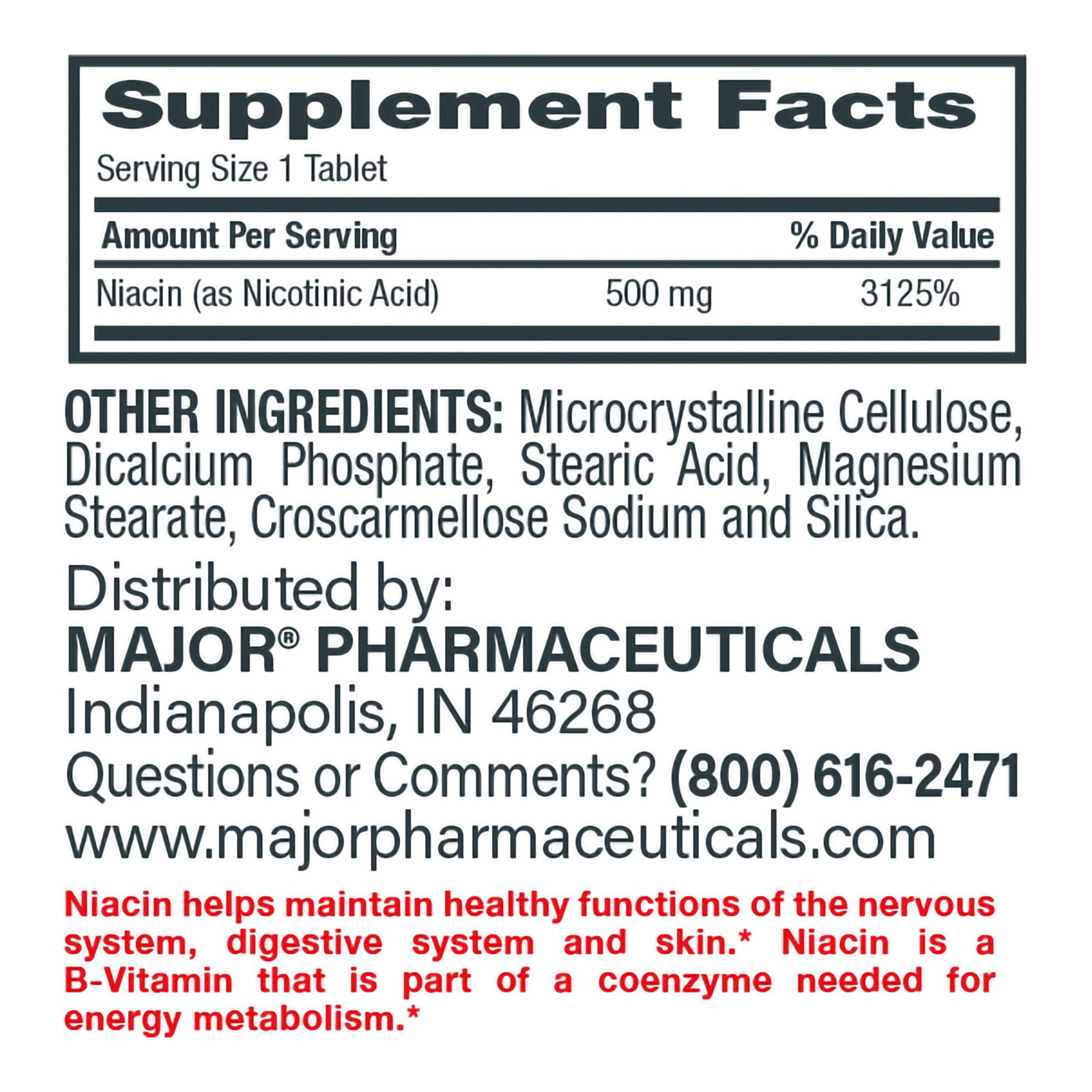 MAJOR-Rugby Niacin Supplement