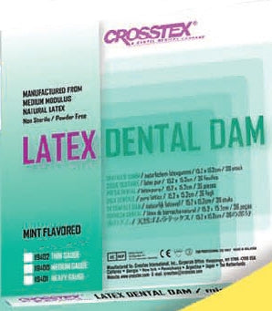 Crosstex Mint Dental Dam 5" x 5" Non-Sterile - Box of 52