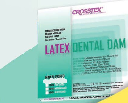 Crosstex Mint Latex Dental Dam, 6 x 6 Inch