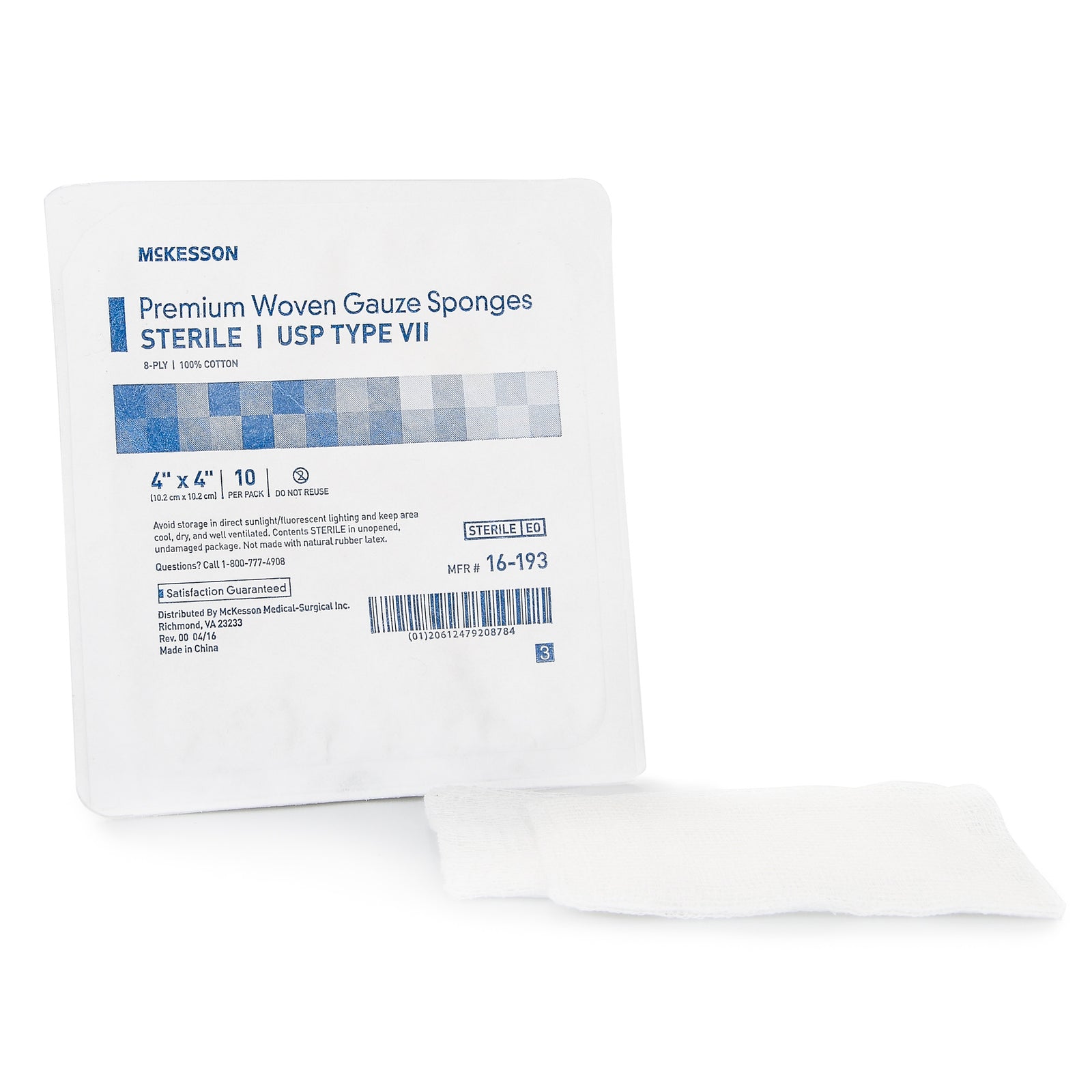 McKesson MedSurg Sterile Gauze Sponges 4 x 4 Inch 8-Ply