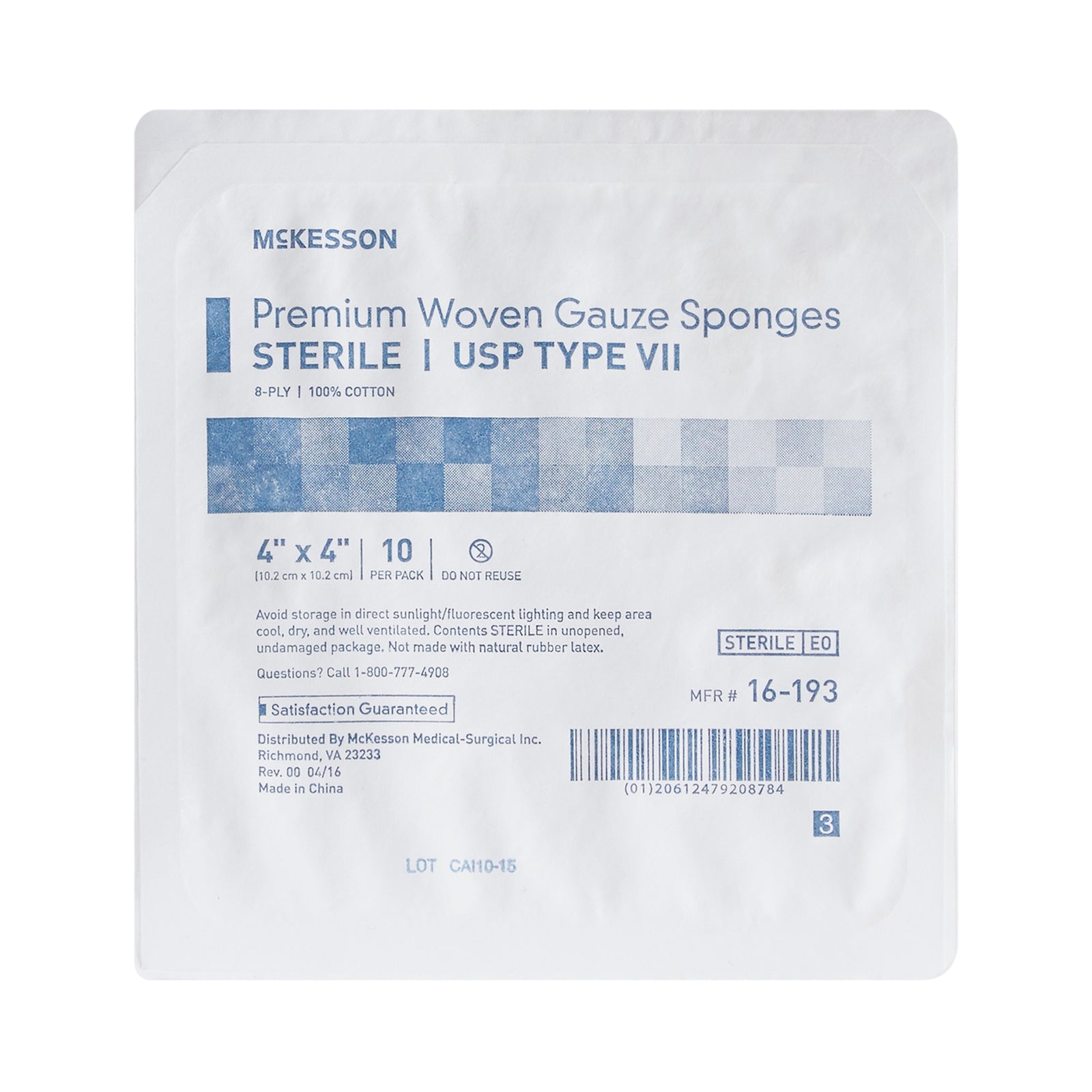 McKesson MedSurg Sterile Gauze Sponges 4 x 4 Inch 8-Ply