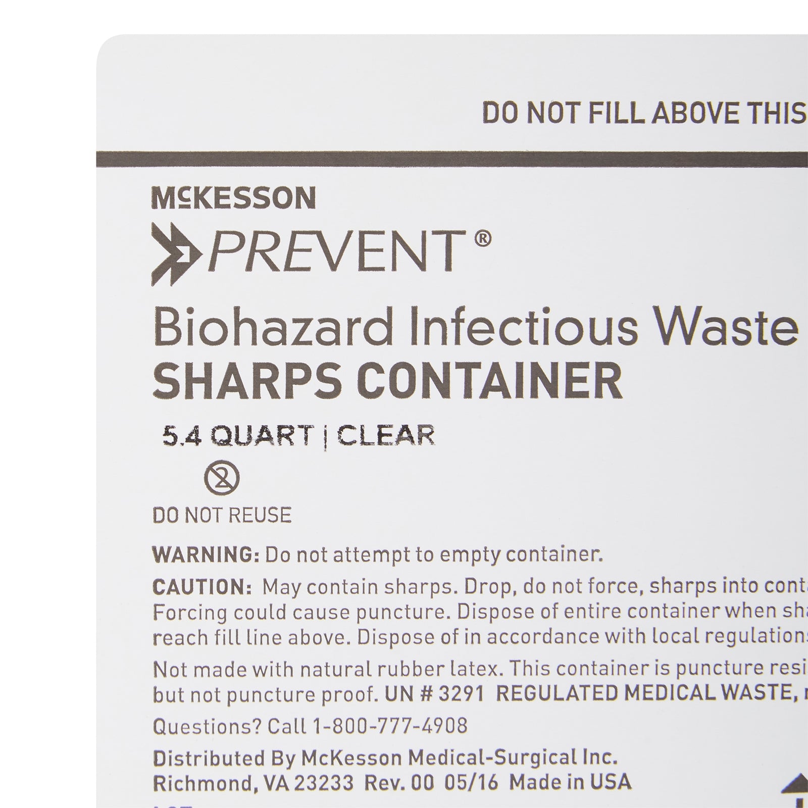 McKesson Prevent® Sharps Container with Translucent Base